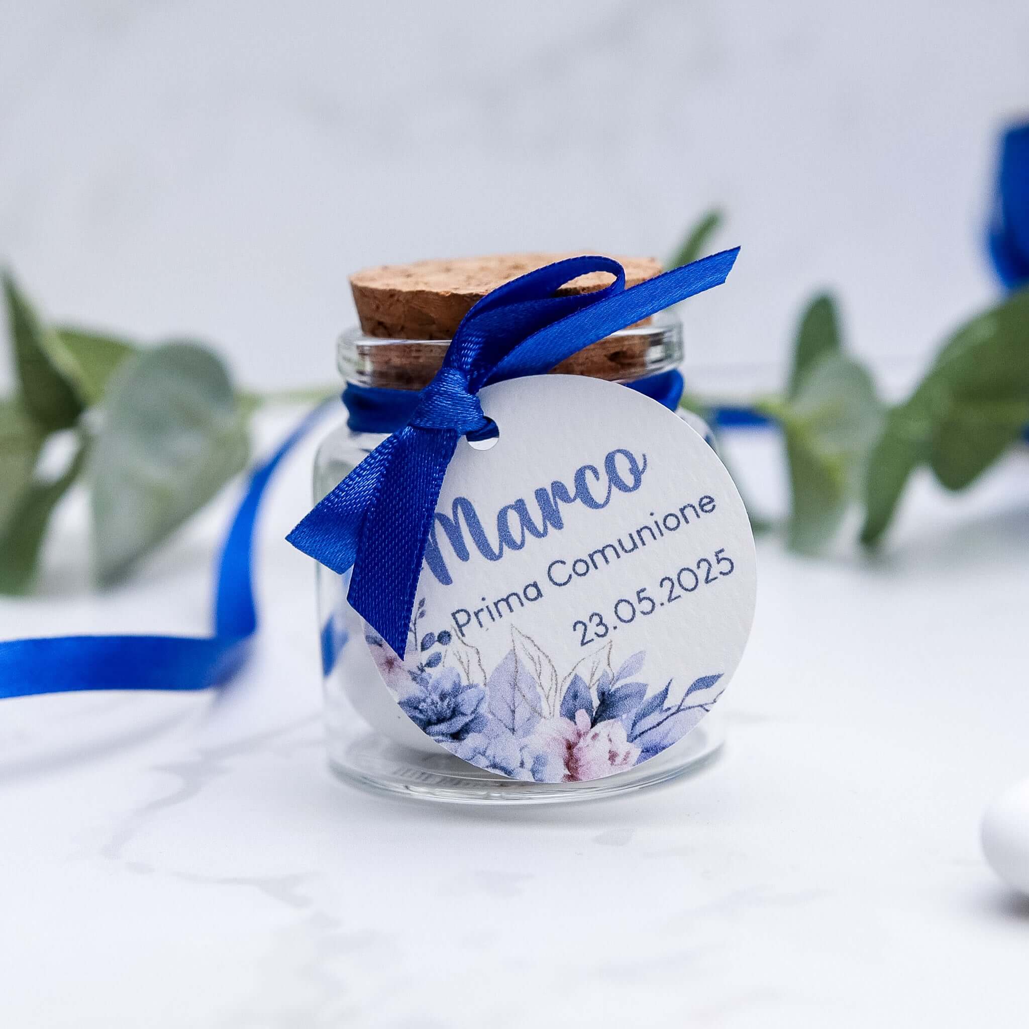 Barattolini Vetro - Flowers Azzurro - Eventi Fai da Te