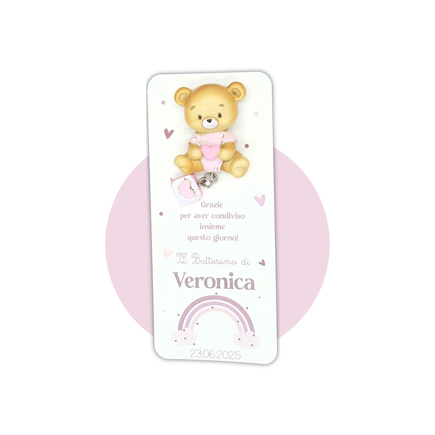 Segnaposto Arcobaleno con Calamita Orsetto Rosa