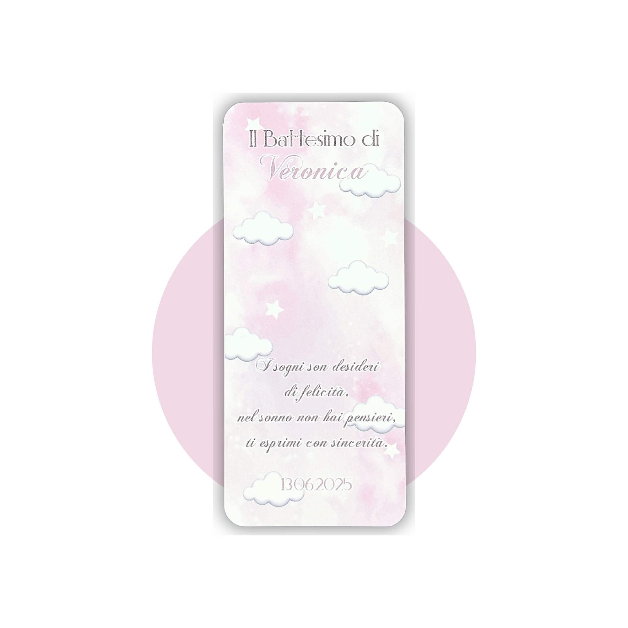 Segnaposto Nuvole Rosa con Calamita Elefantino Rosa - Eventi Fai da Te