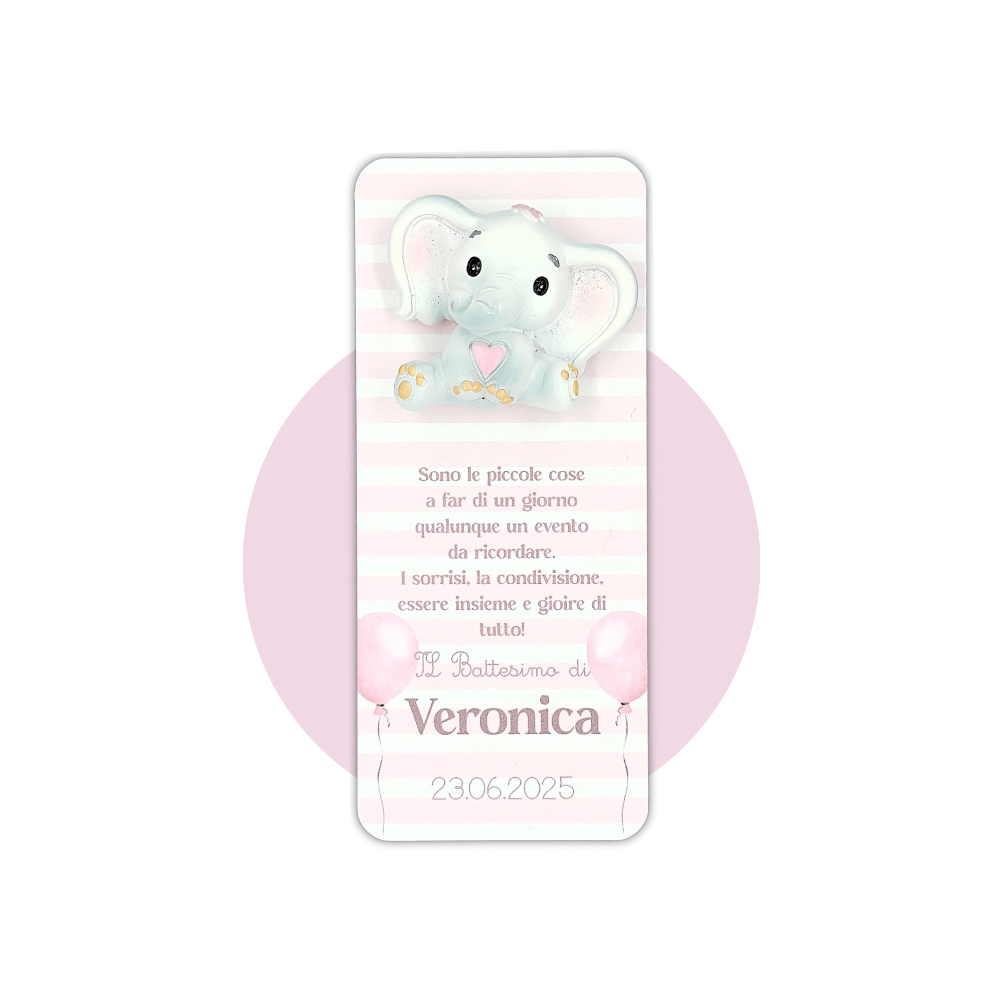 Segnaposto Palloncini Rosa con Calamita Elefantino Rosa - Eventi Fai da Te