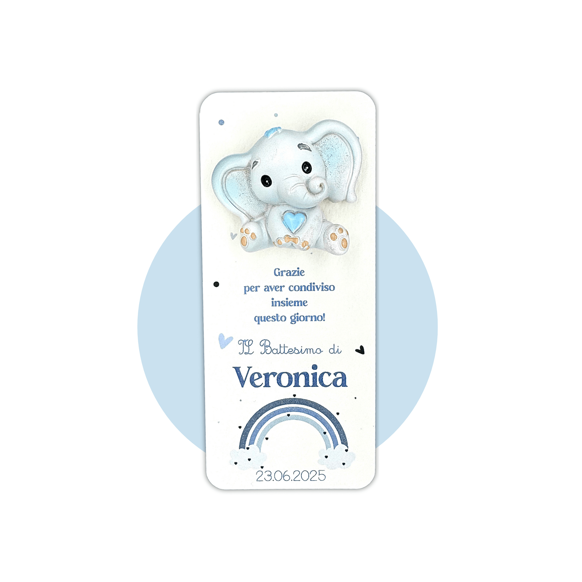 Segnaposto Arcobaleno con Calamita Elefantino Azzurro - Eventi Fai da Te