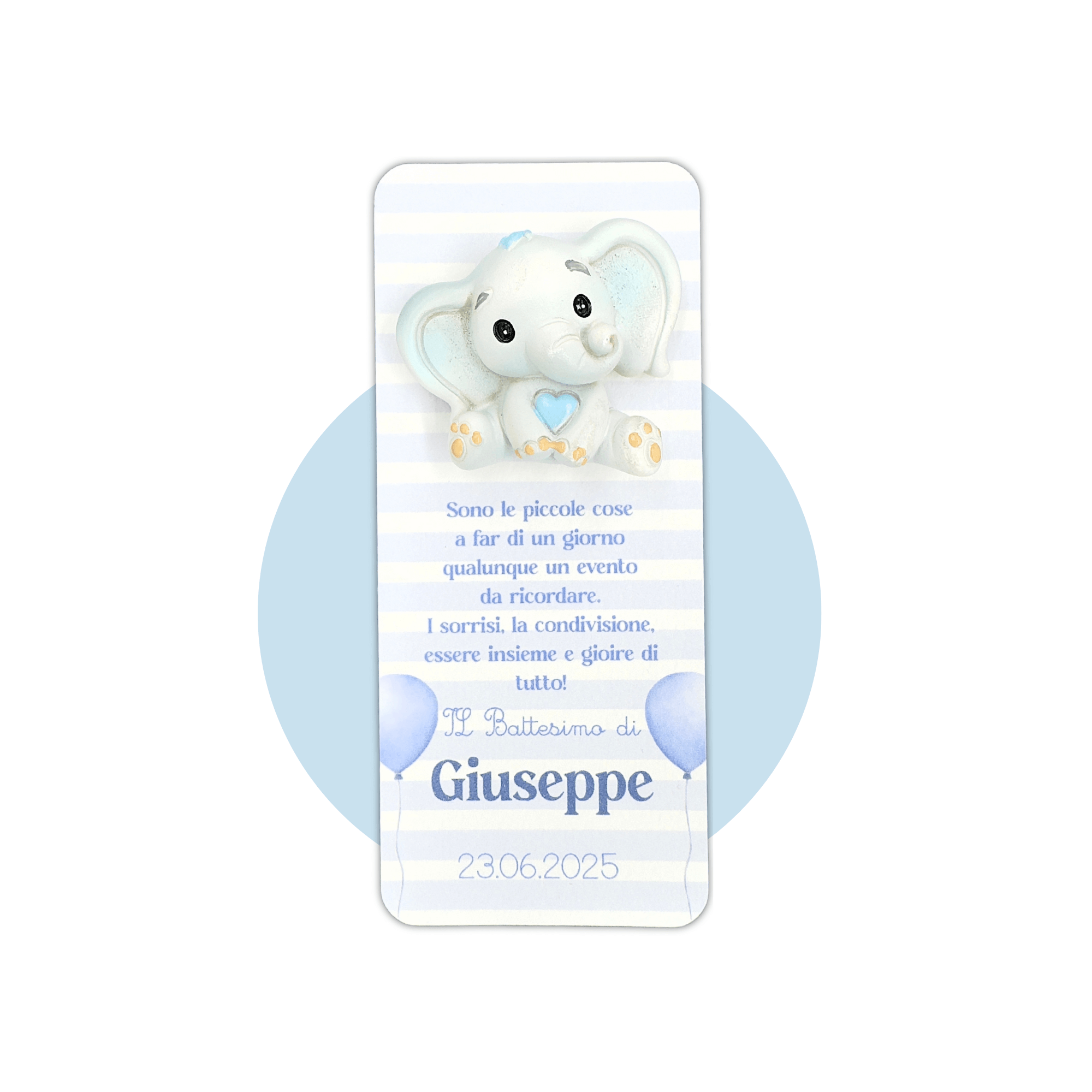 Segnaposto Palloncini Azzurro con Calamita Elefantino Azzurro - Eventi Fai da Te