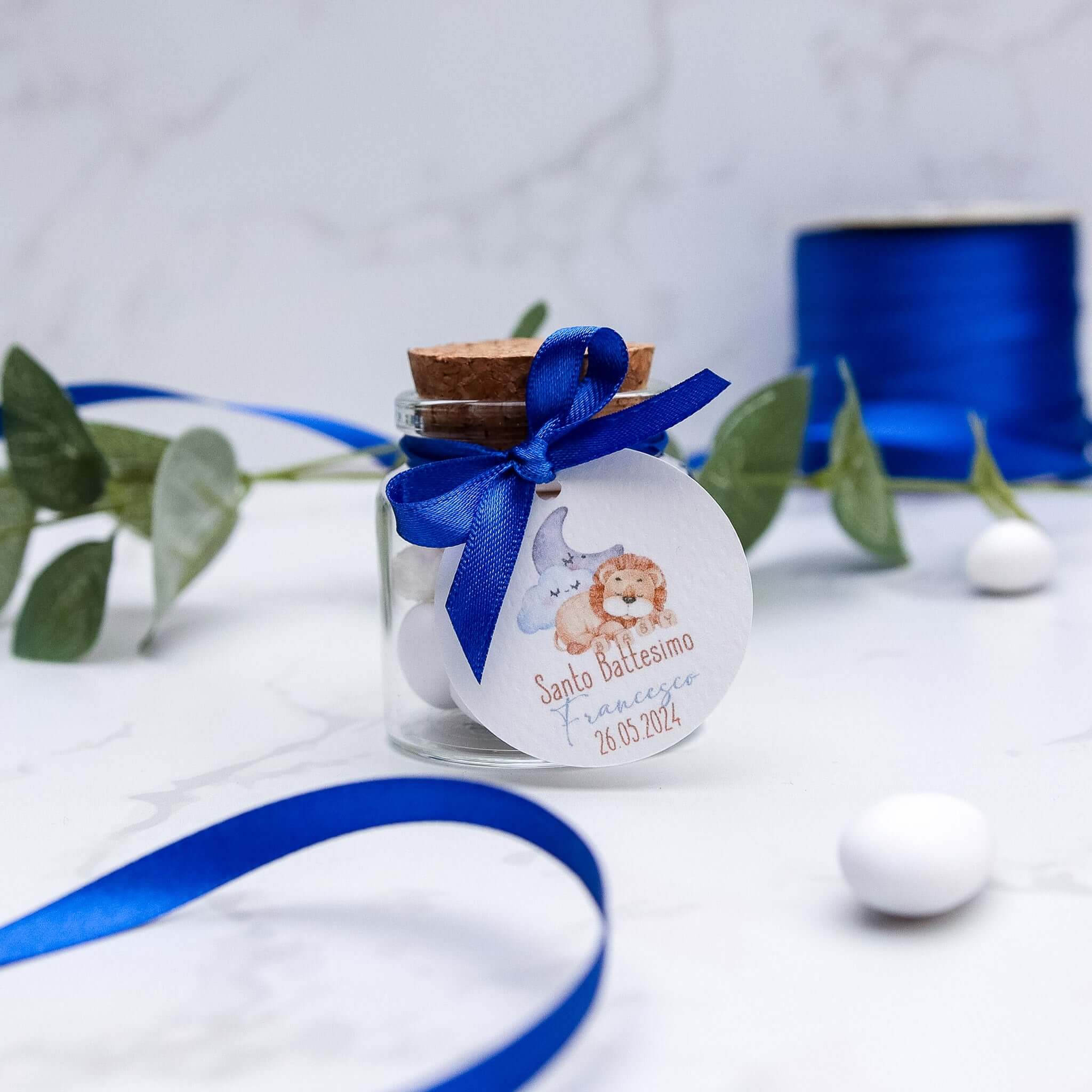 Barattolini Vetro - Leone Dormiente Azzurro - Eventi Fai da Te