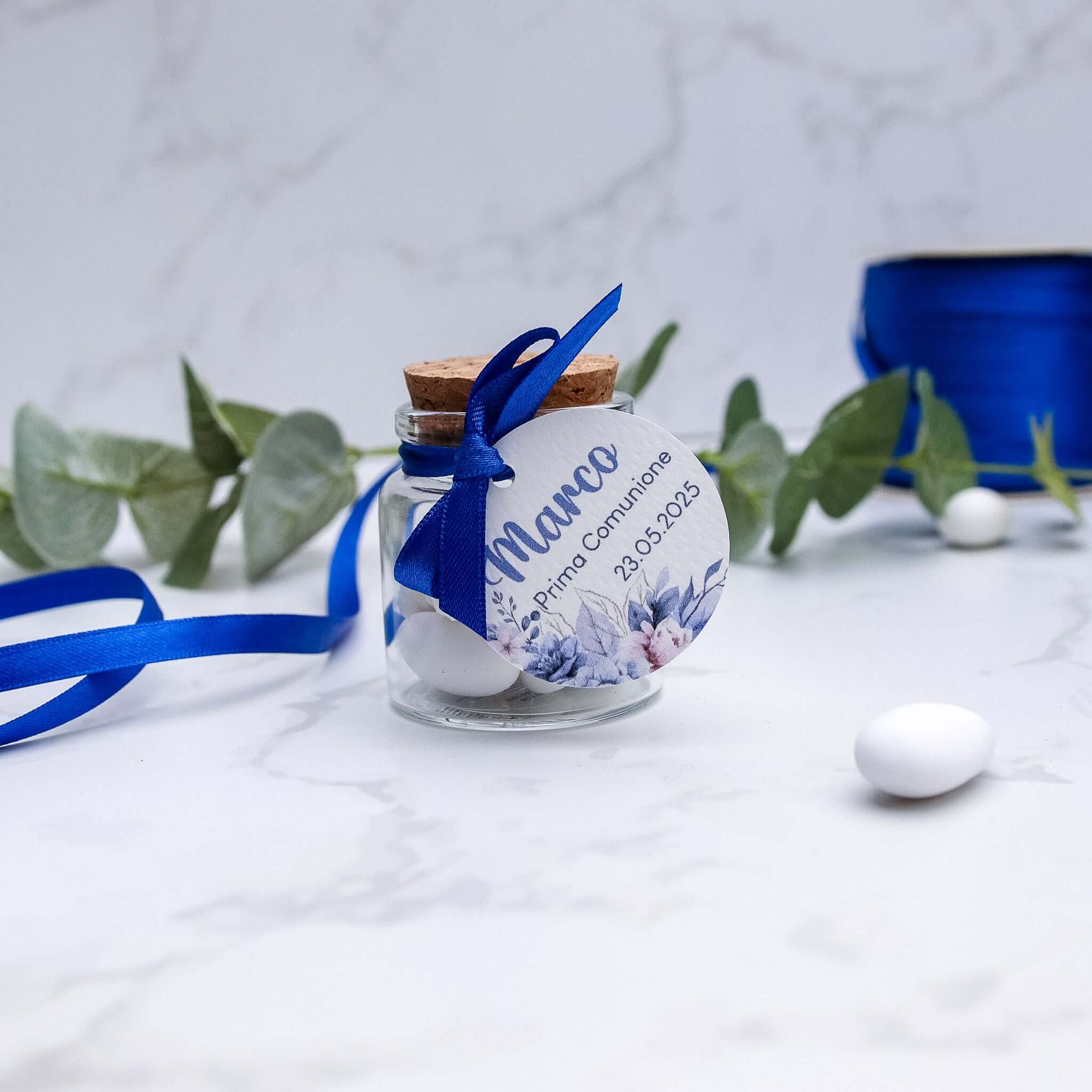 Barattolini Vetro - Flowers Azzurro - Eventi Fai da Te