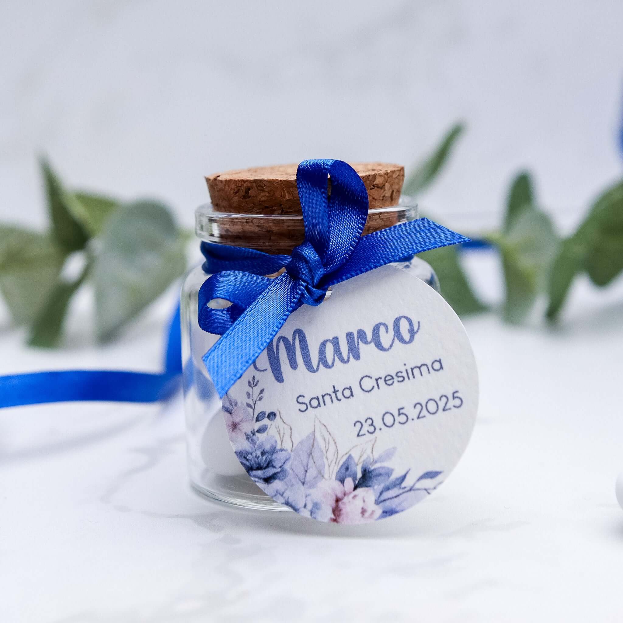 Barattolini Vetro - Flowers Azzurro - Eventi Fai da Te