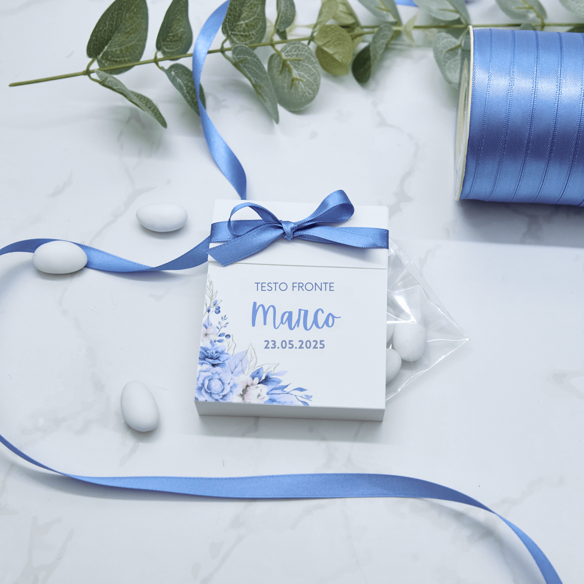 Scatola Apertura Laterale Flowers Azzurro