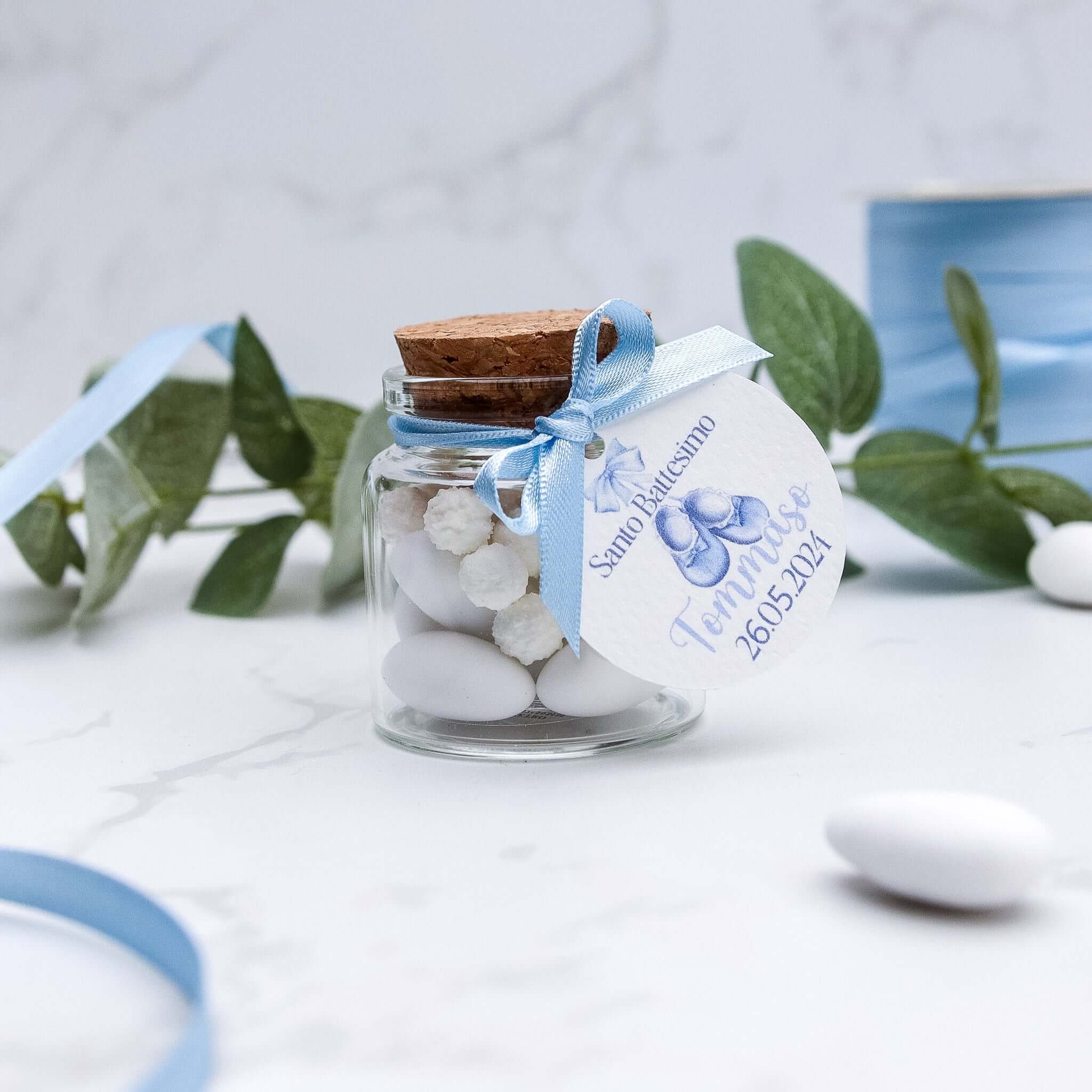 Barattolini Vetro - Scarpette Azzurro - Eventi Fai da Te