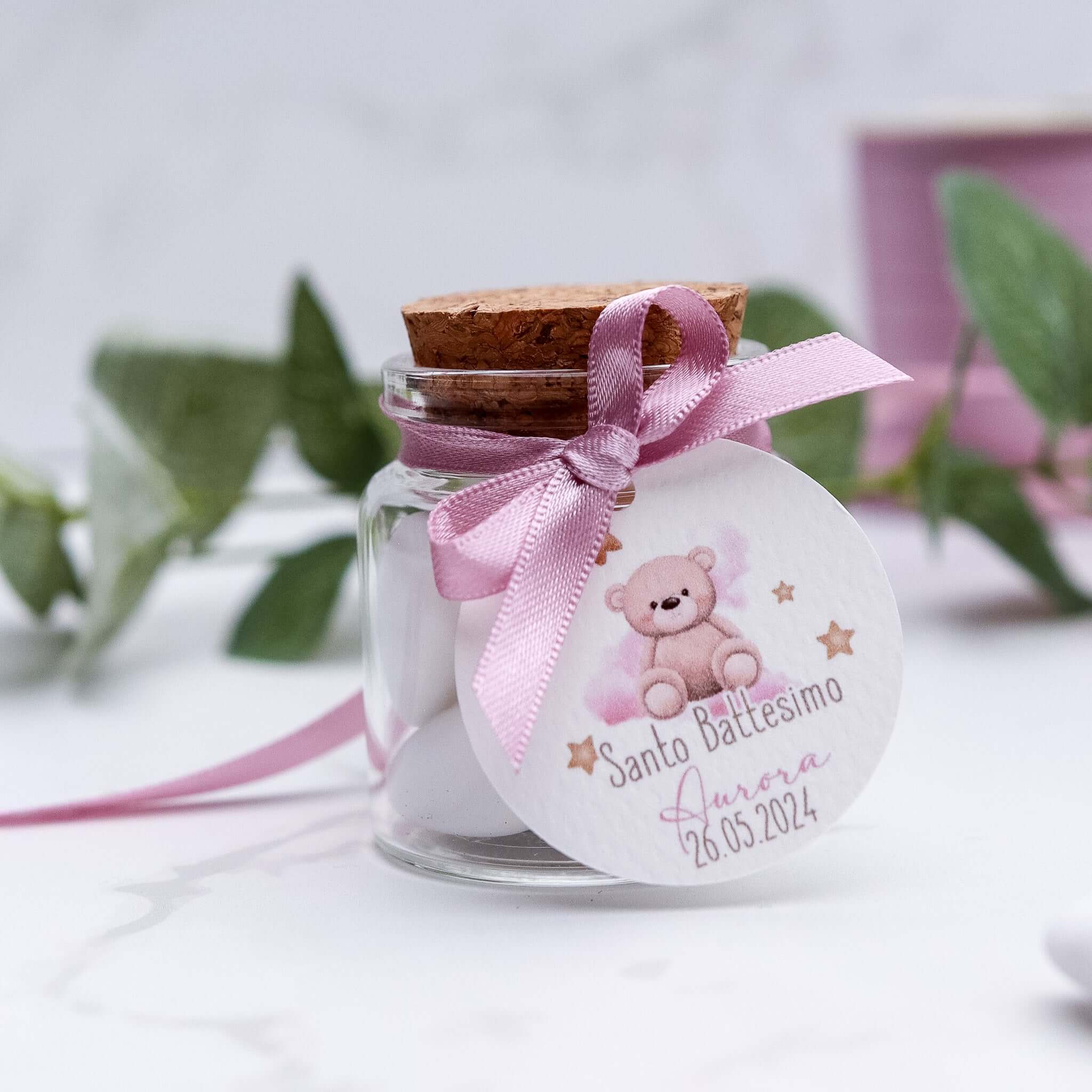 Barattolini Vetro - Orsetto Rosa - Eventi Fai da Te