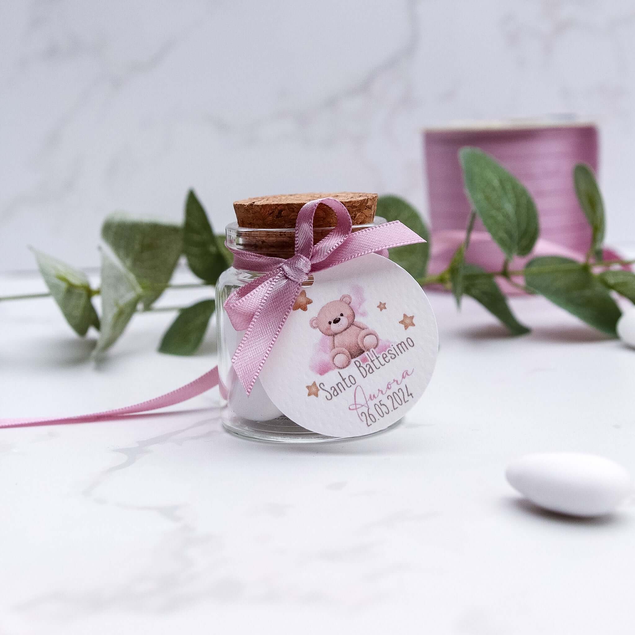 Barattolini Vetro - Orsetto Rosa - Eventi Fai da Te