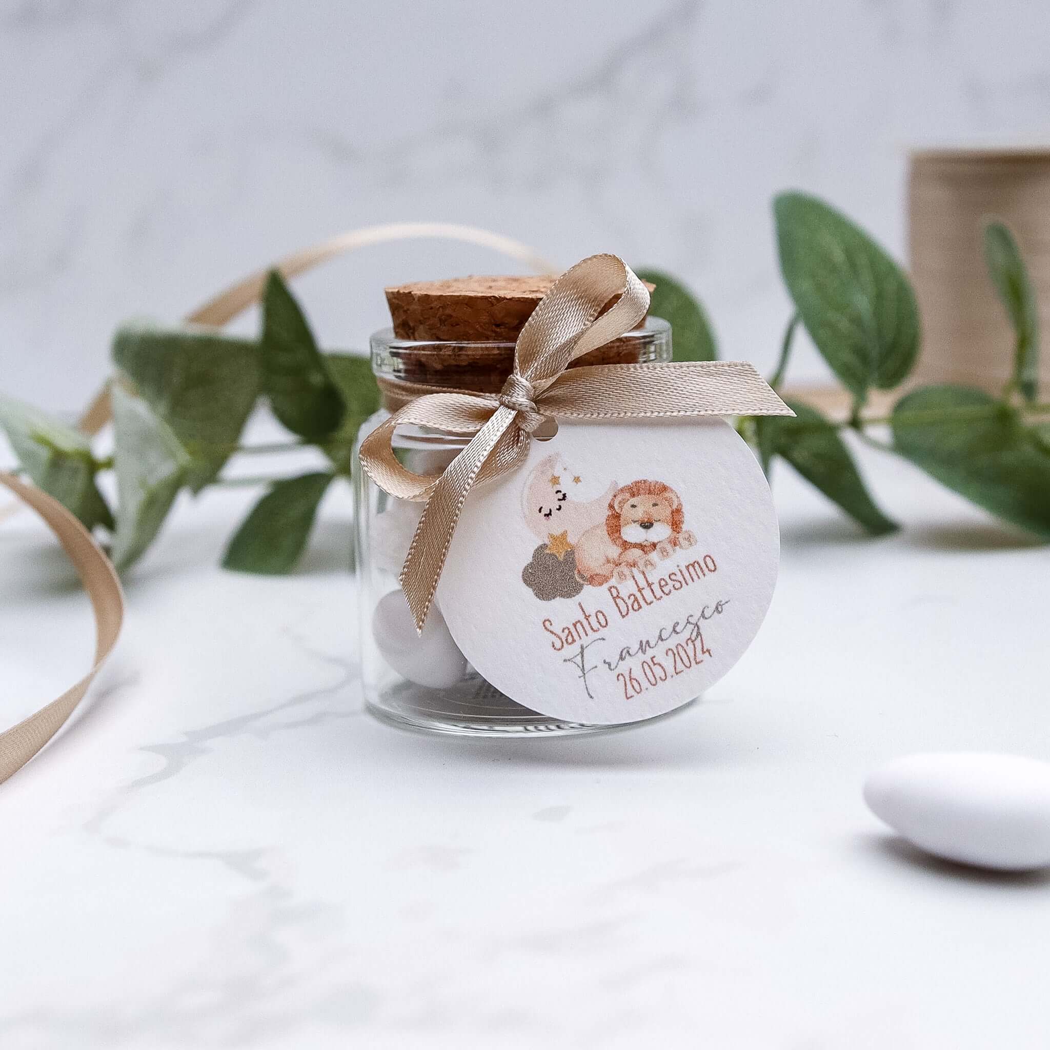 Barattolini Vetro - Leone Dormiente Beige - Eventi Fai da Te