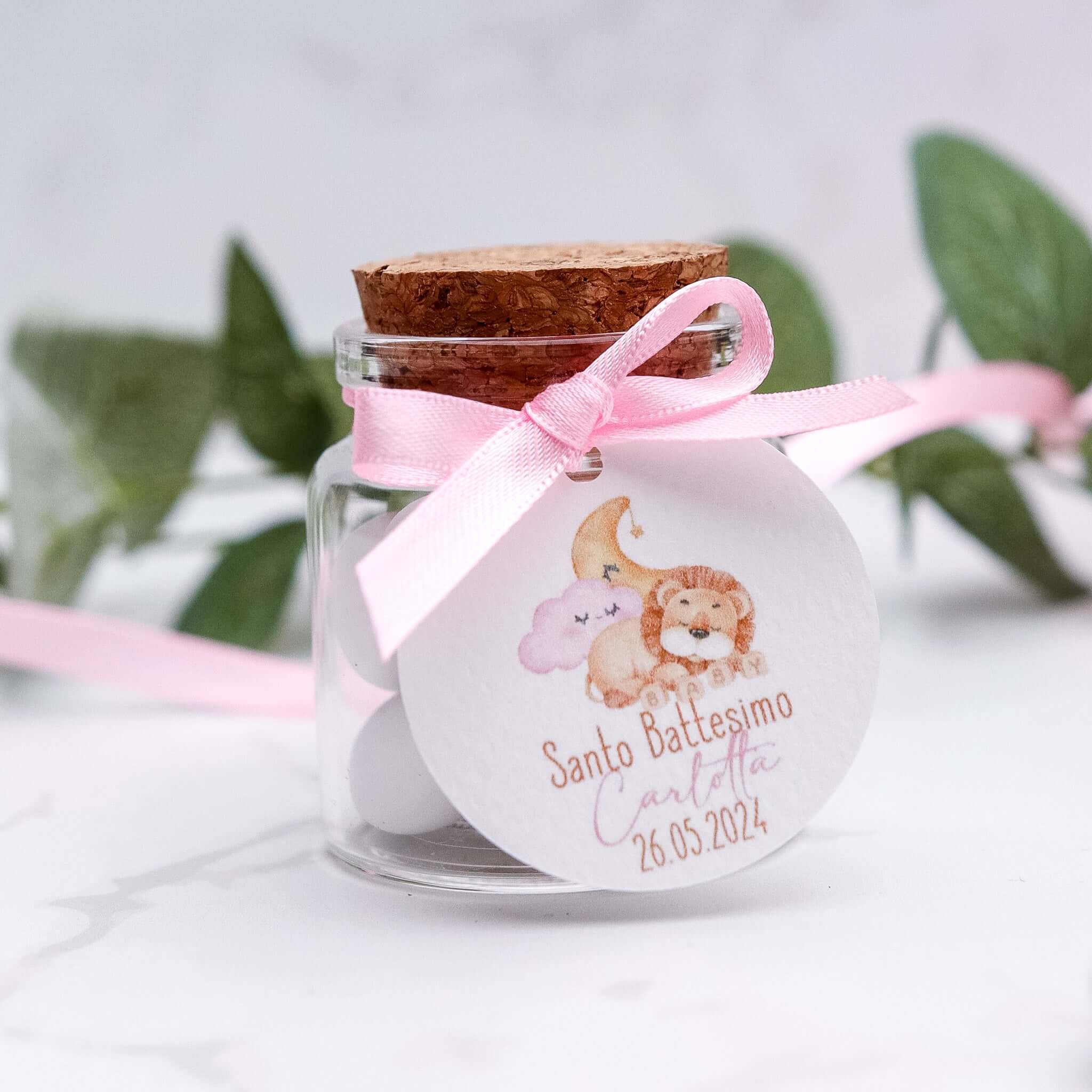 Barattolini Vetro - Leone Dormiente Rosa - Eventi Fai da Te