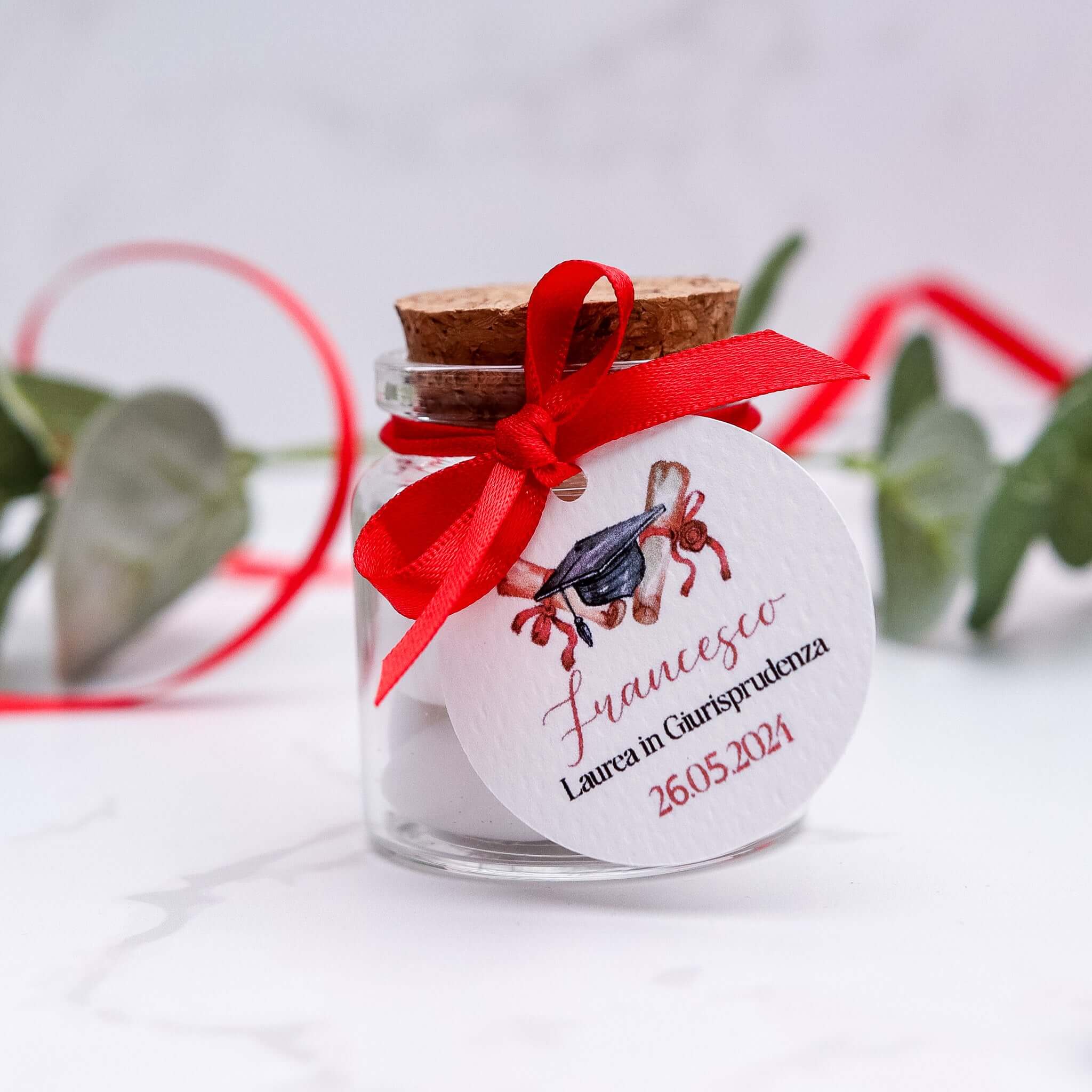 Barattolini Vetro - Tocco di Laurea con Pergamena - Eventi Fai da Te