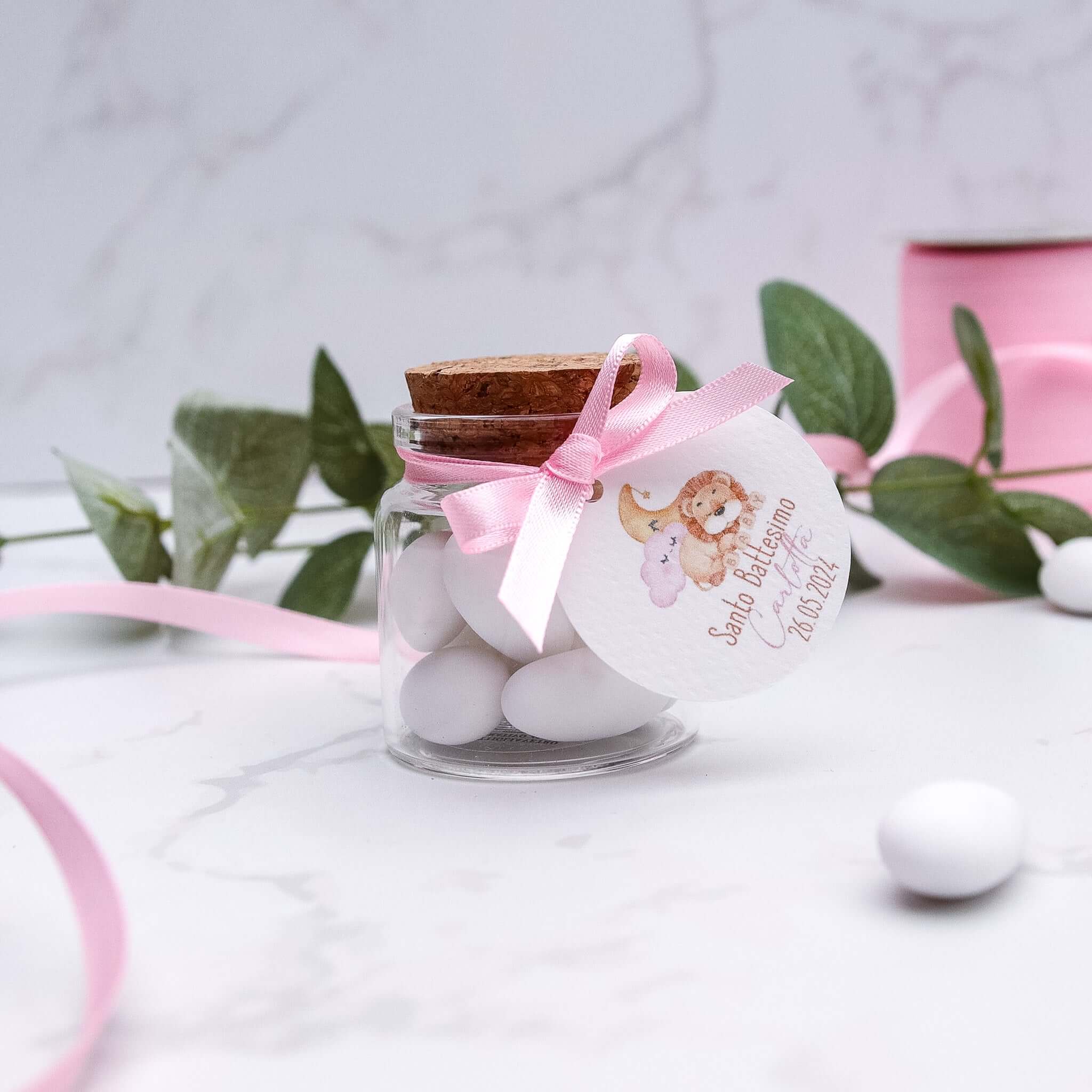 Barattolini Vetro - Leone Dormiente Rosa - Eventi Fai da Te