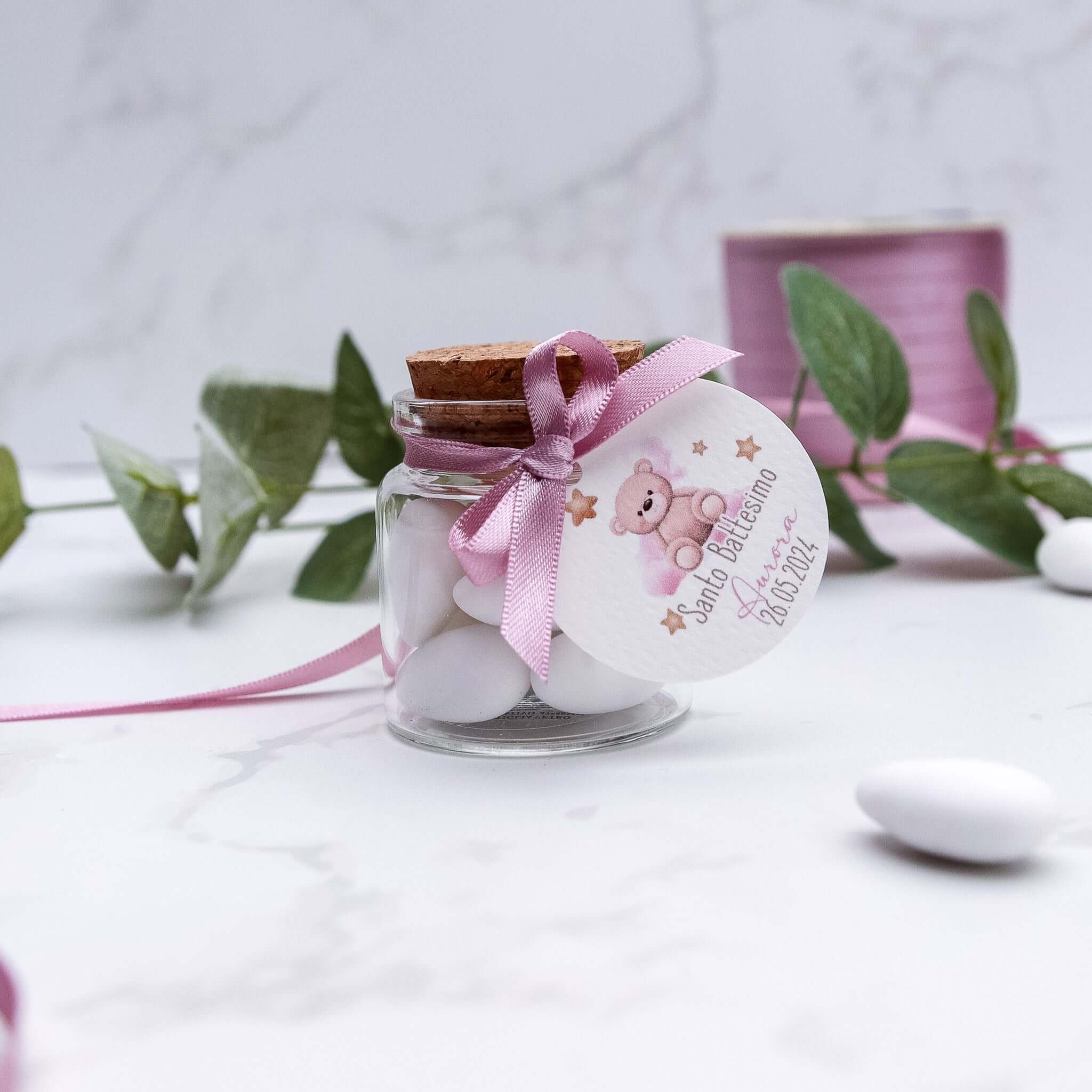 Barattolini Vetro - Orsetto Rosa - Eventi Fai da Te