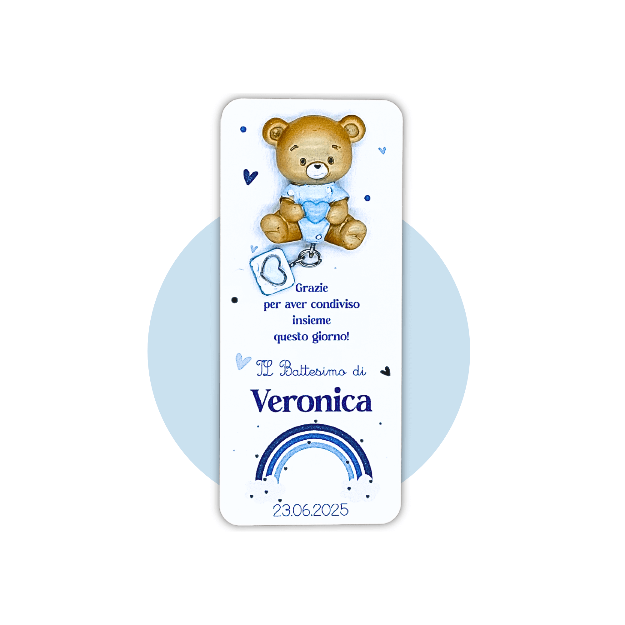 Segnaposto Arcobaleno con Calamita Orsetto Azzurro - Eventi Fai da Te