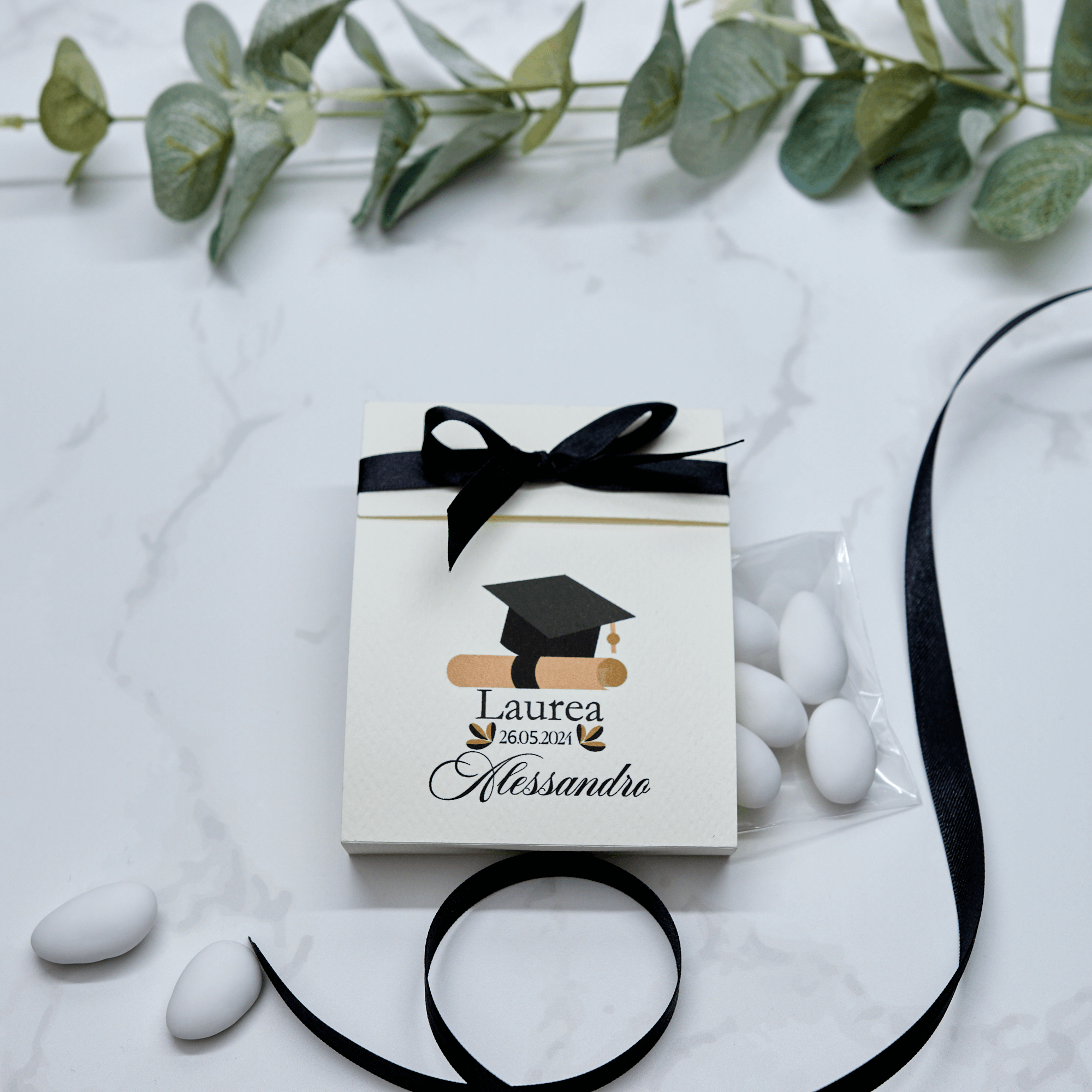 Scatola Apertura Laterale Tocco di Laurea con Pergamena Dark - Eventi Fai da Te