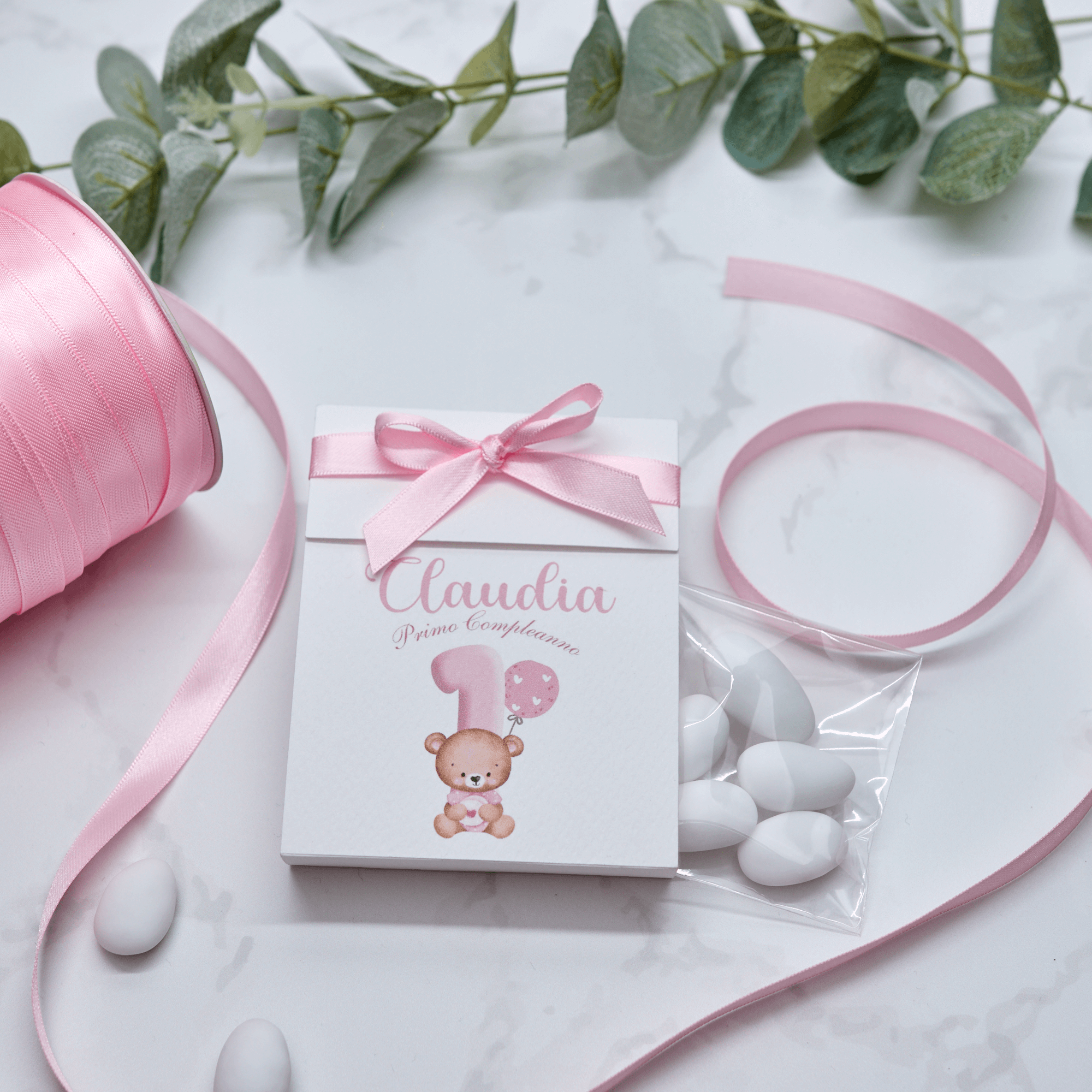 Scatola Apertura Laterale Orsetto con Palloncino Rosa - Eventi Fai da Te