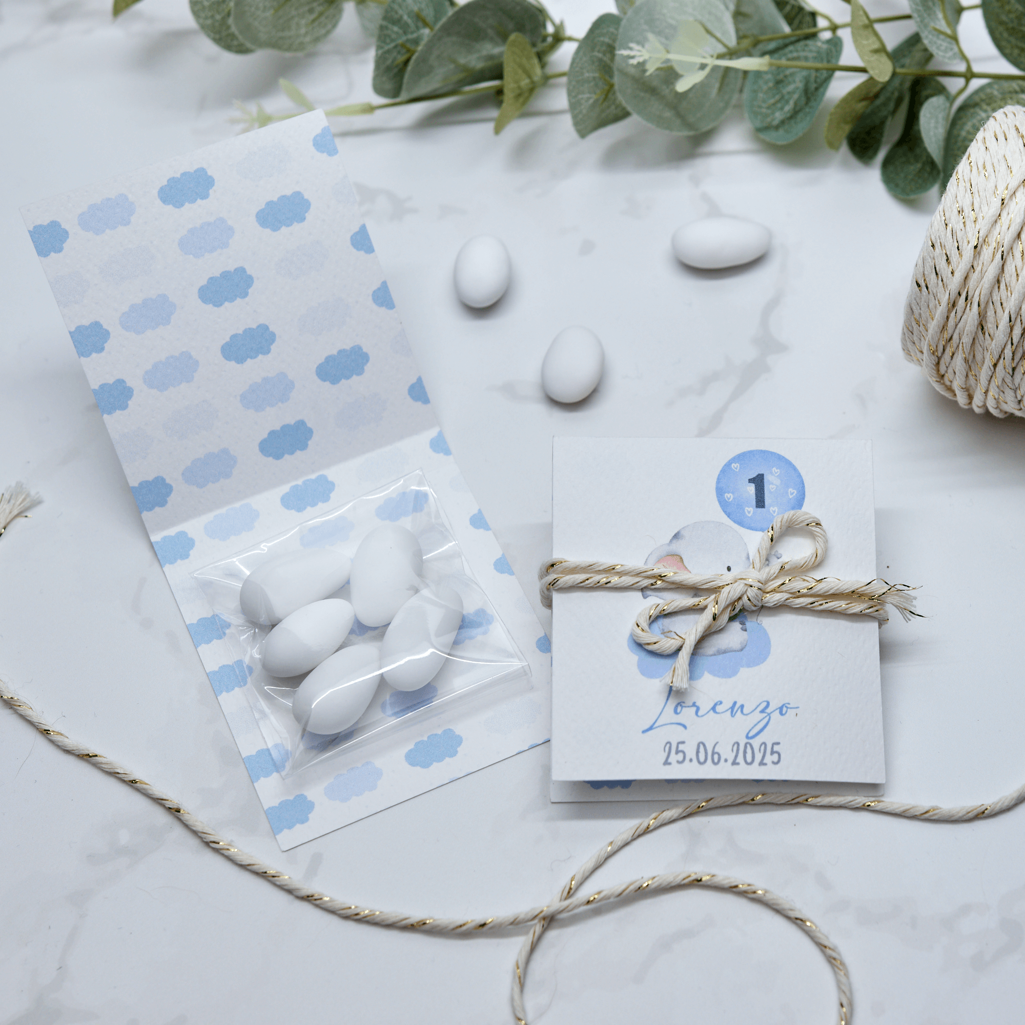 Astuccio PortaConfetti Elefantino Azzurro - Eventi Fai da Te