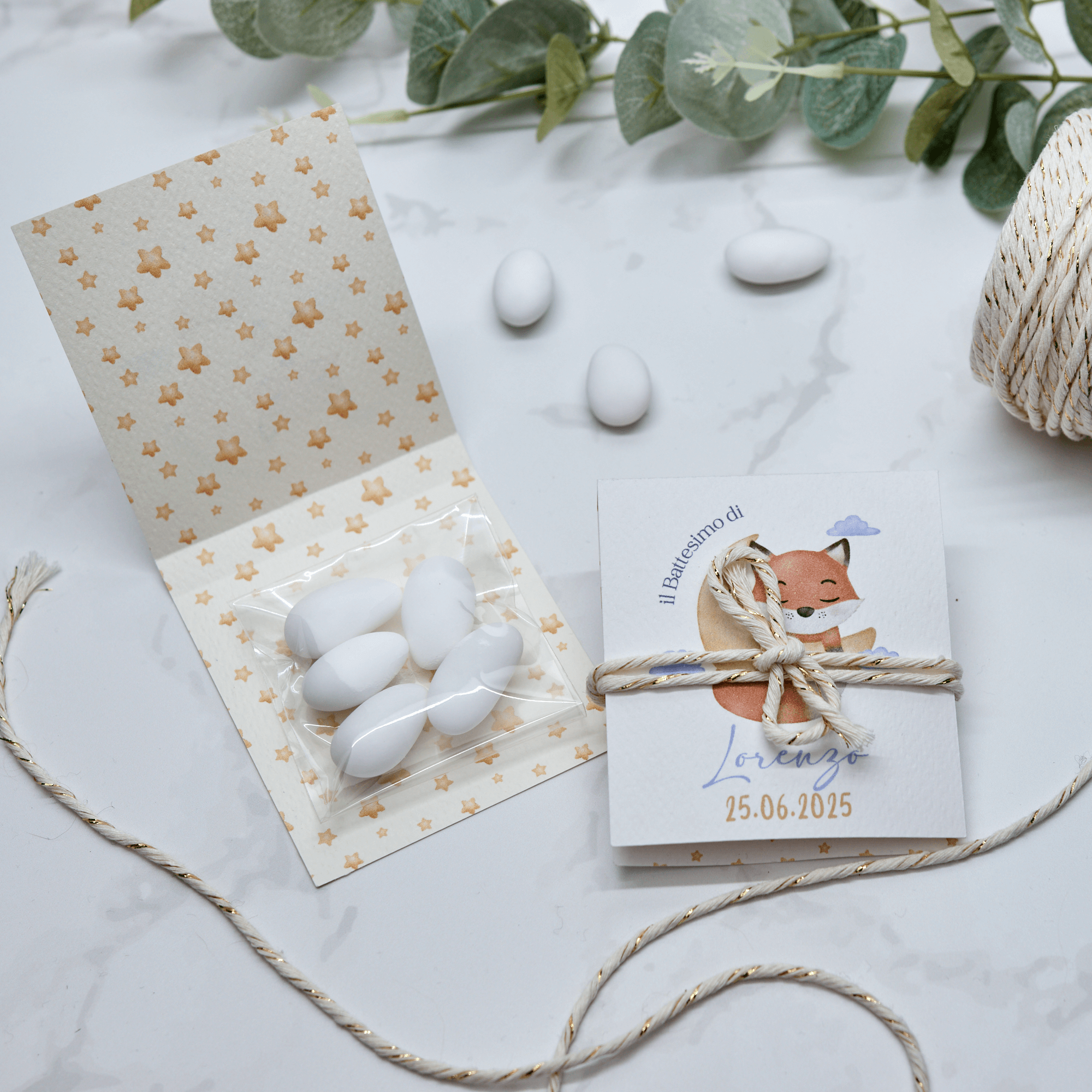 Astuccio PortaConfetti Volpe Azzurro - Eventi Fai da Te