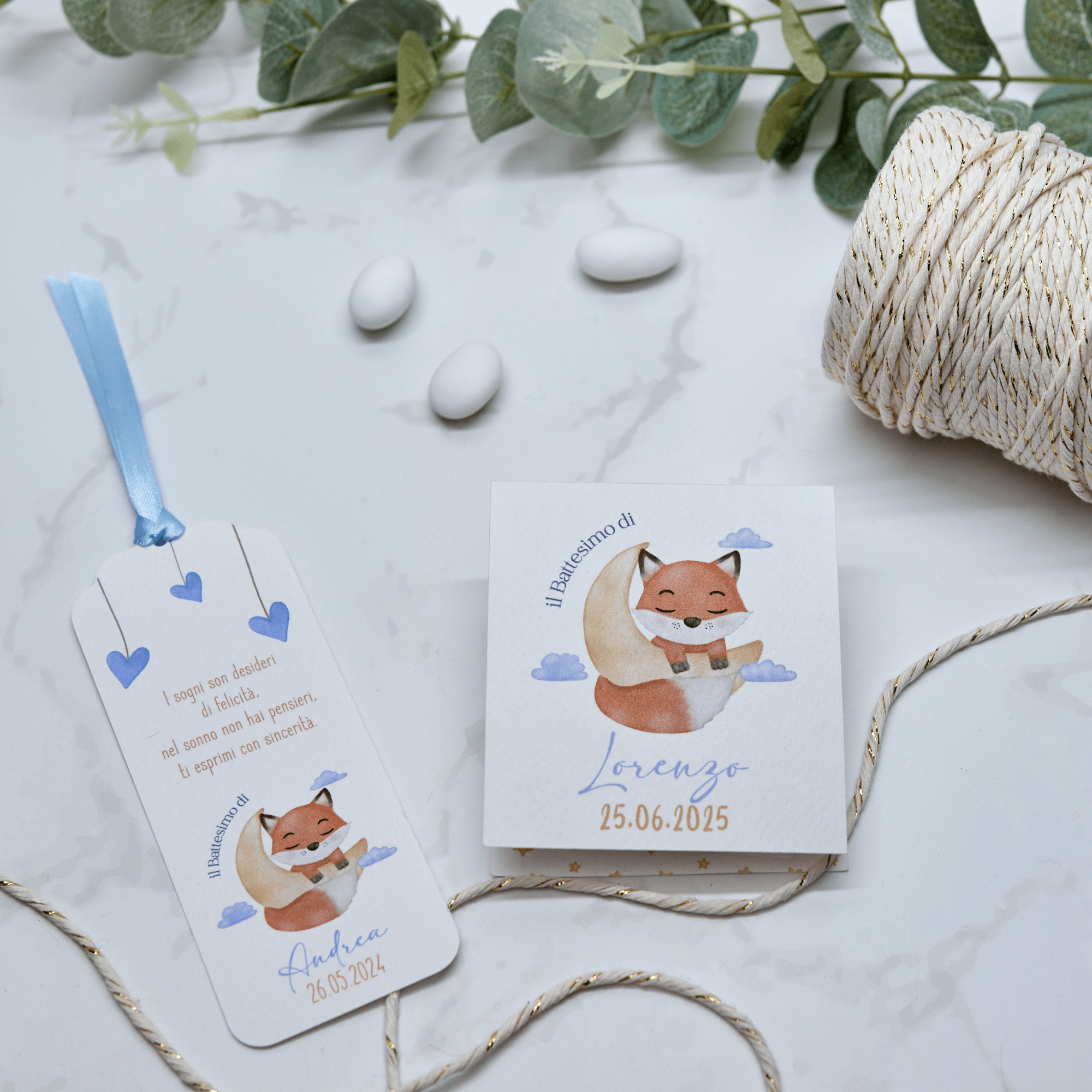 Astuccio PortaConfetti Volpe Azzurro - Eventi Fai da Te