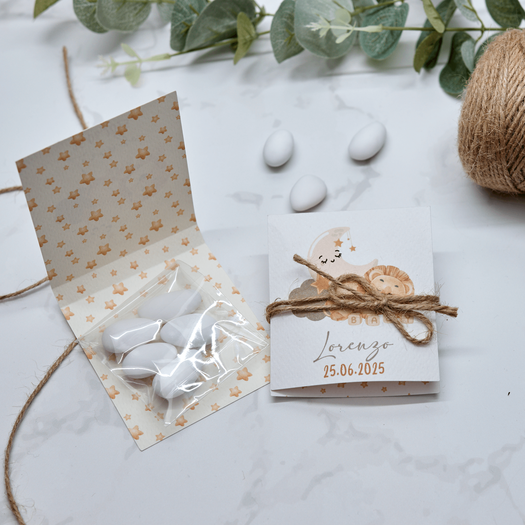 Astuccio PortaConfetti Leone Dormiente Beige - Eventi Fai da Te