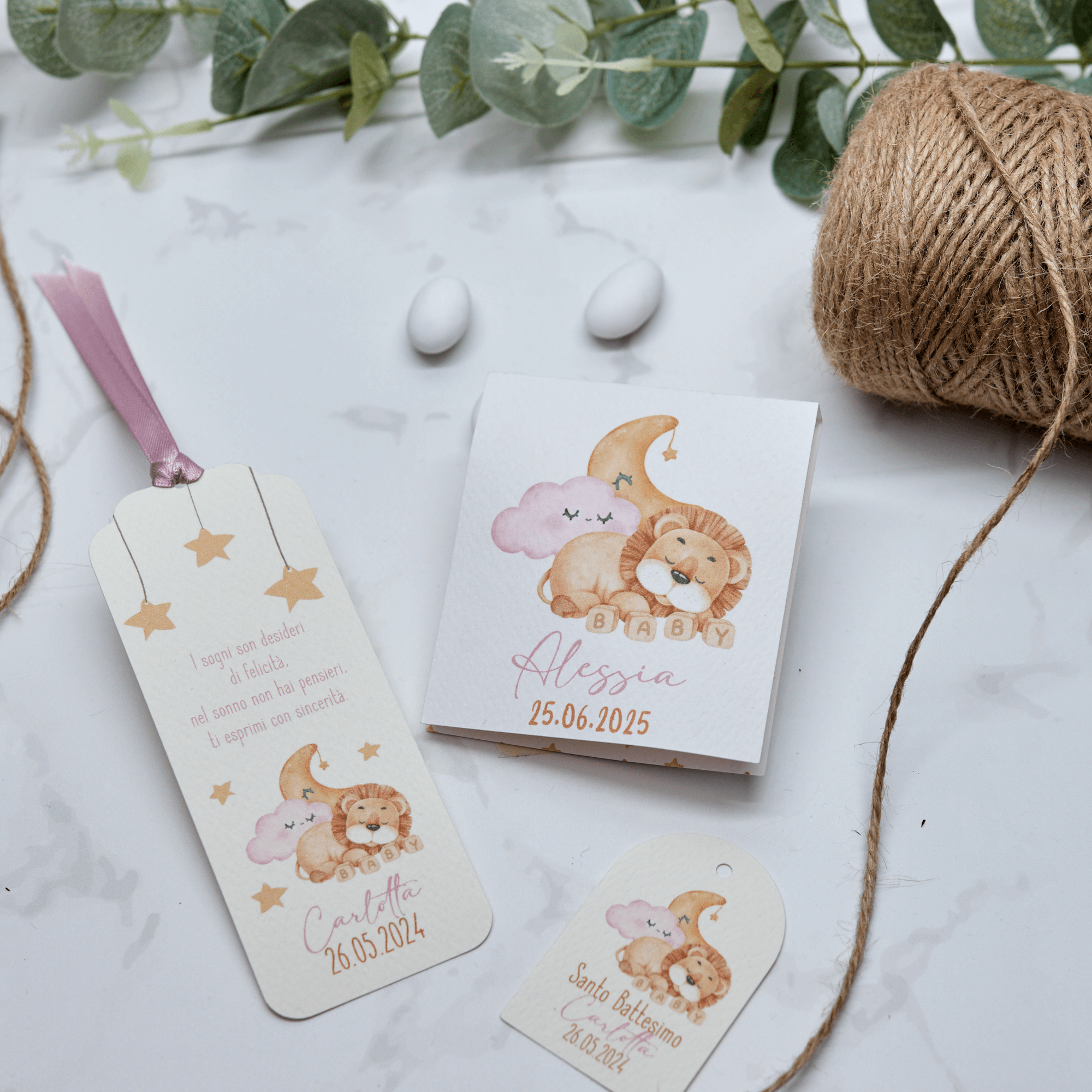 Astuccio PortaConfetti Leone Dormiente Rosa - Eventi Fai da Te