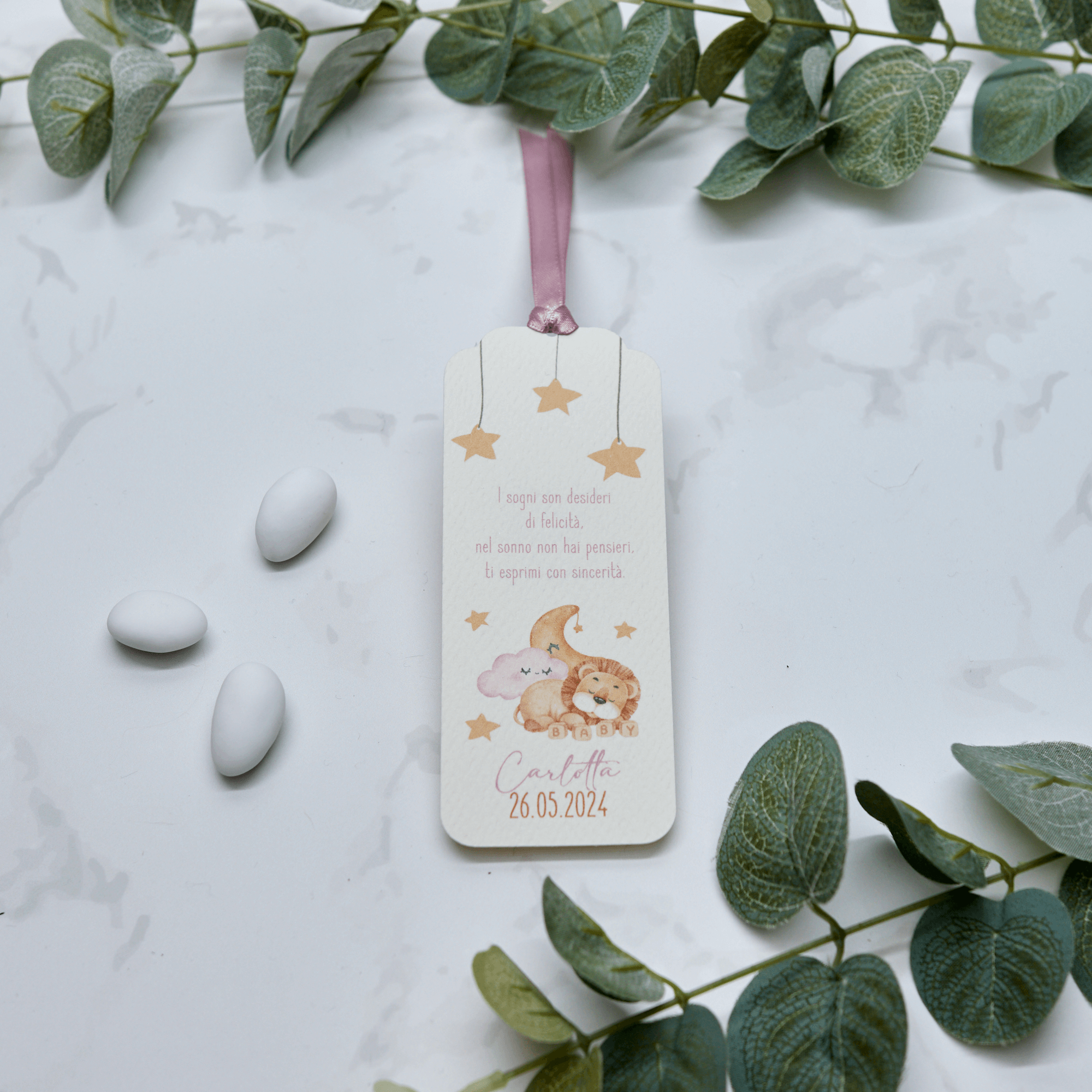 Segnaposto Leone Dormiente Rosa - Eventi Fai da Te