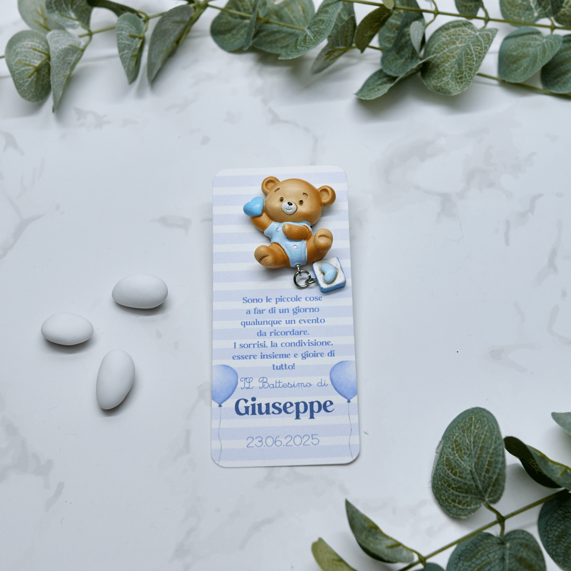 Segnaposto Palloncini Azzurri con Calamita Orsetto Azzurro - Eventi Fai da Te