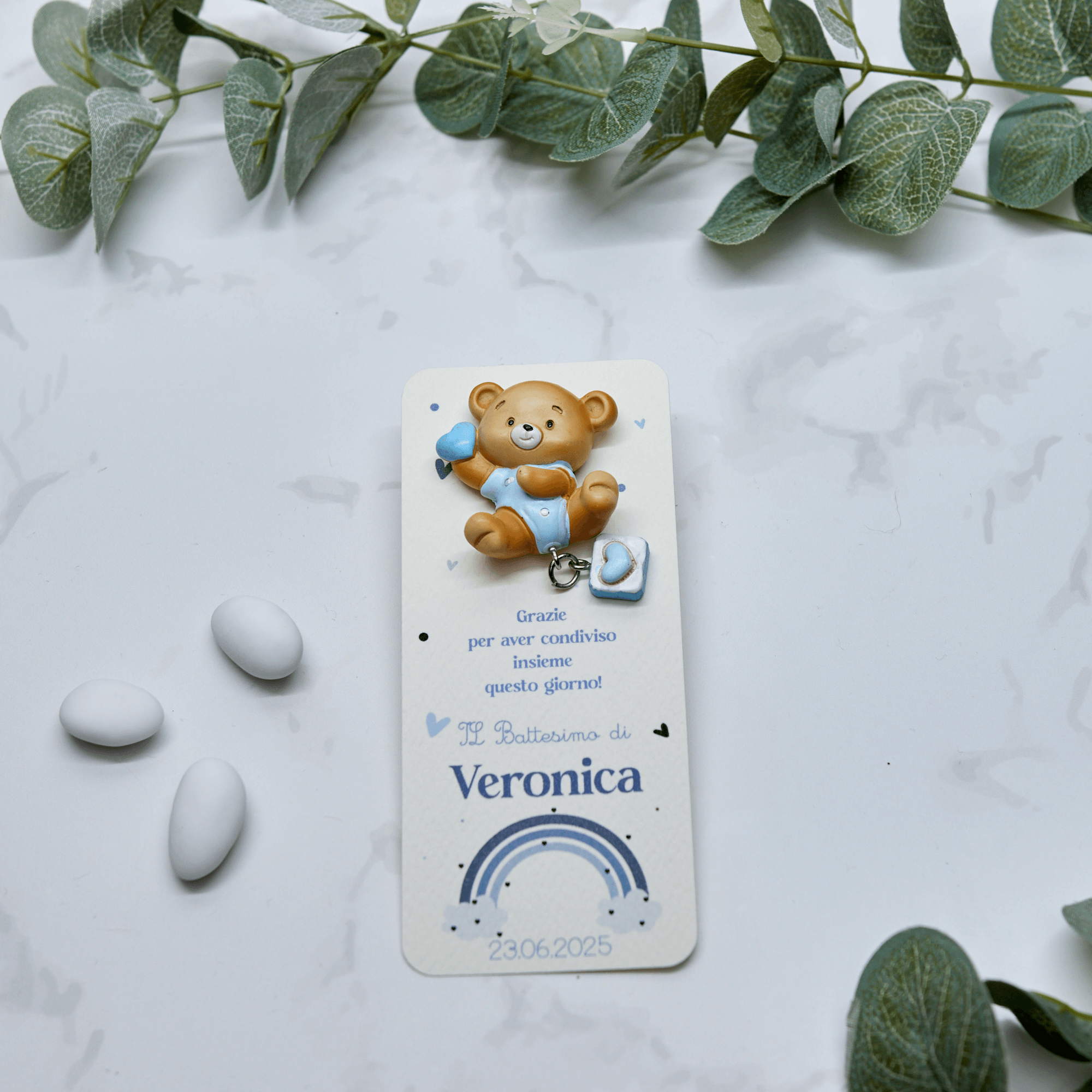 Segnaposto Arcobaleno con Calamita Orsetto Azzurro - Eventi Fai da Te