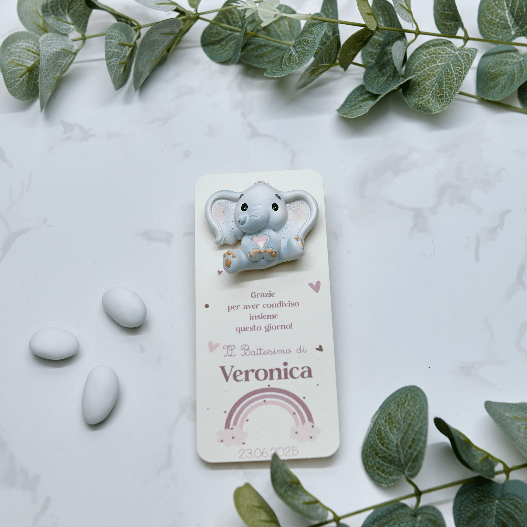 Segnaposto Arcobaleno e Calamita Elefantino Rosa - Eventi Fai da Te