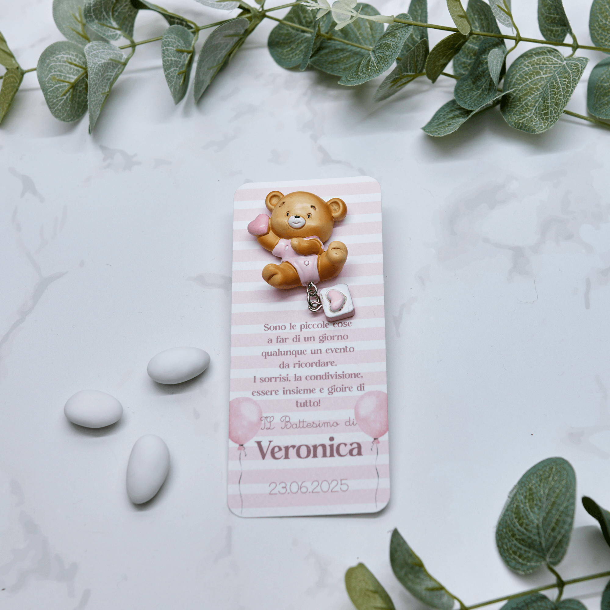 Segnaposto Palloncini Rosa con Calamita Orsetto Rosa - Eventi Fai da Te