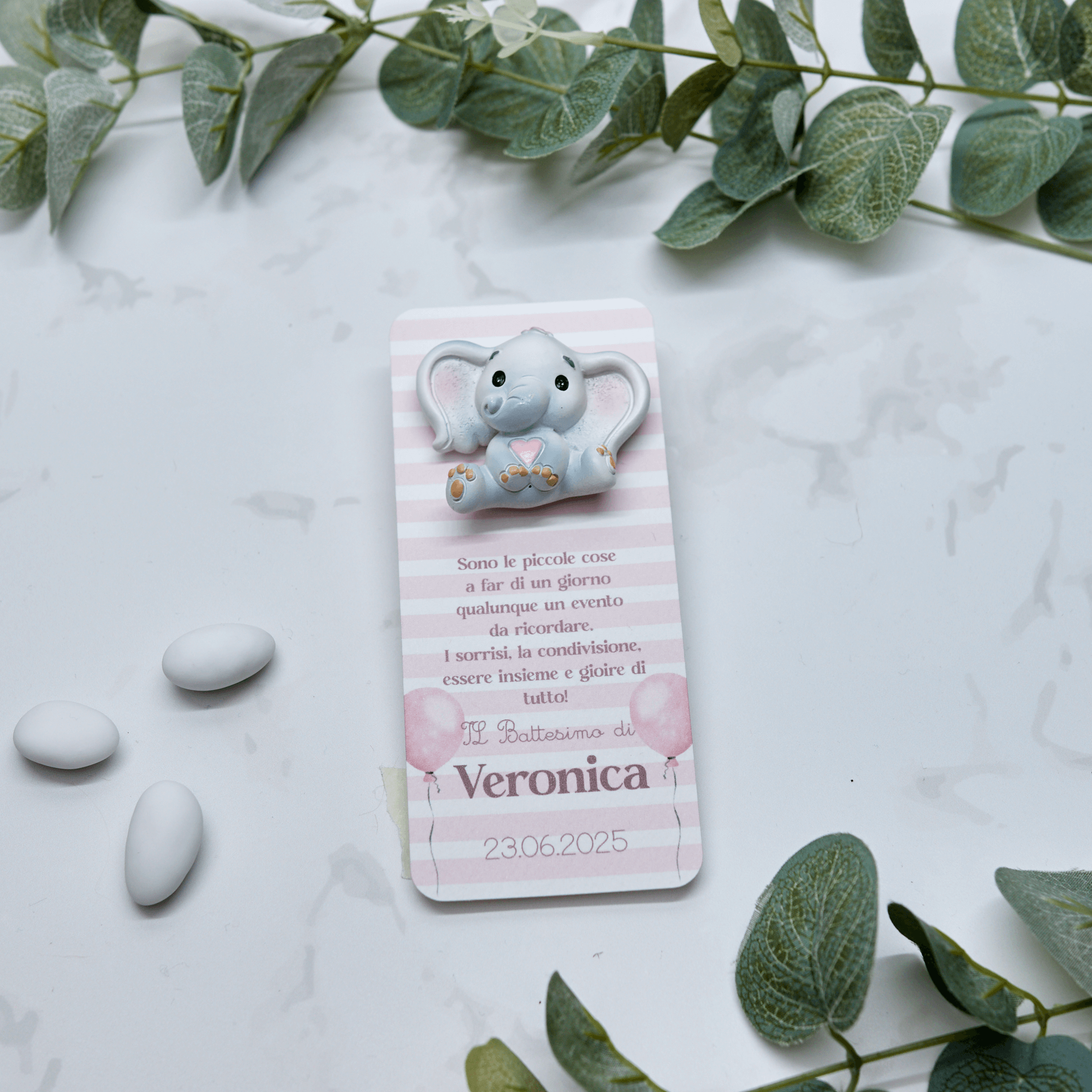 Segnaposto Palloncini Rosa con Calamita Elefantino Rosa - Eventi Fai da Te