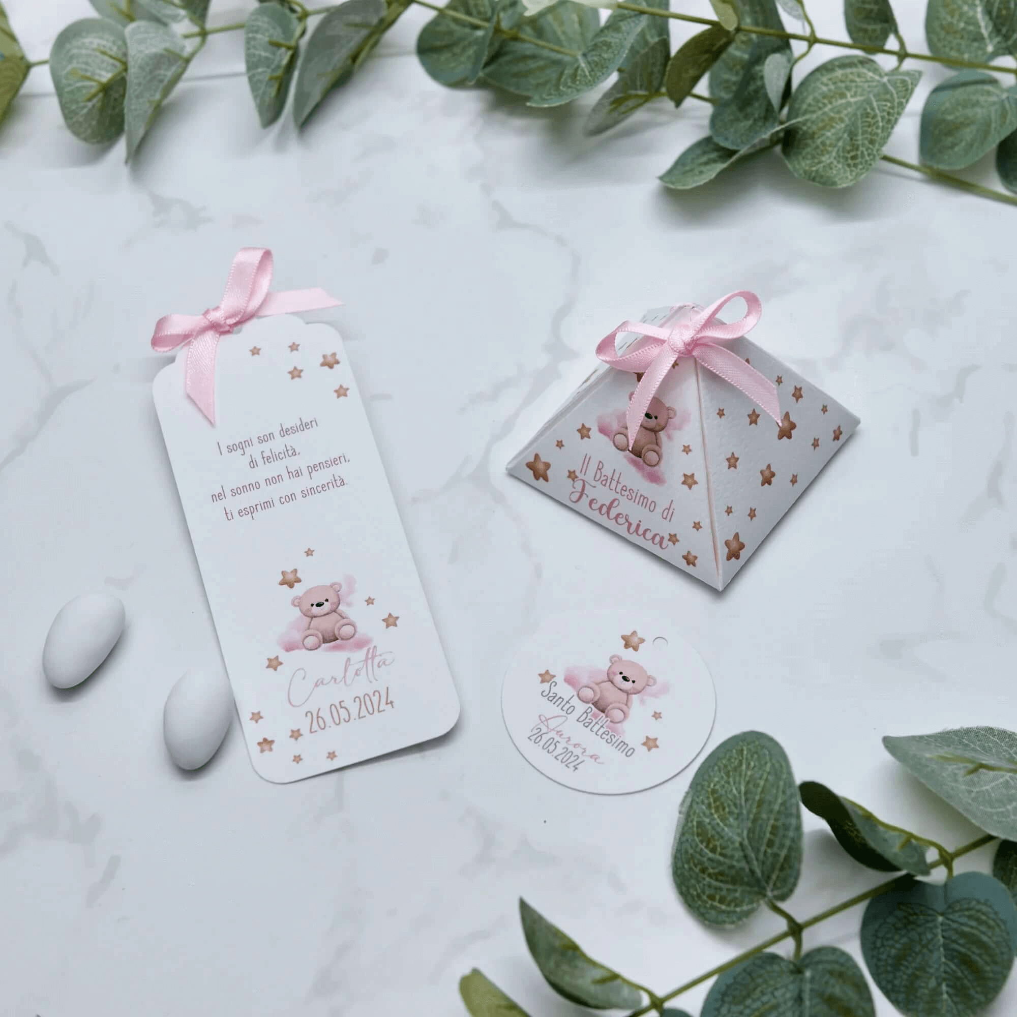 Segnaposto Orsetto Rosa - Eventi Fai da Te