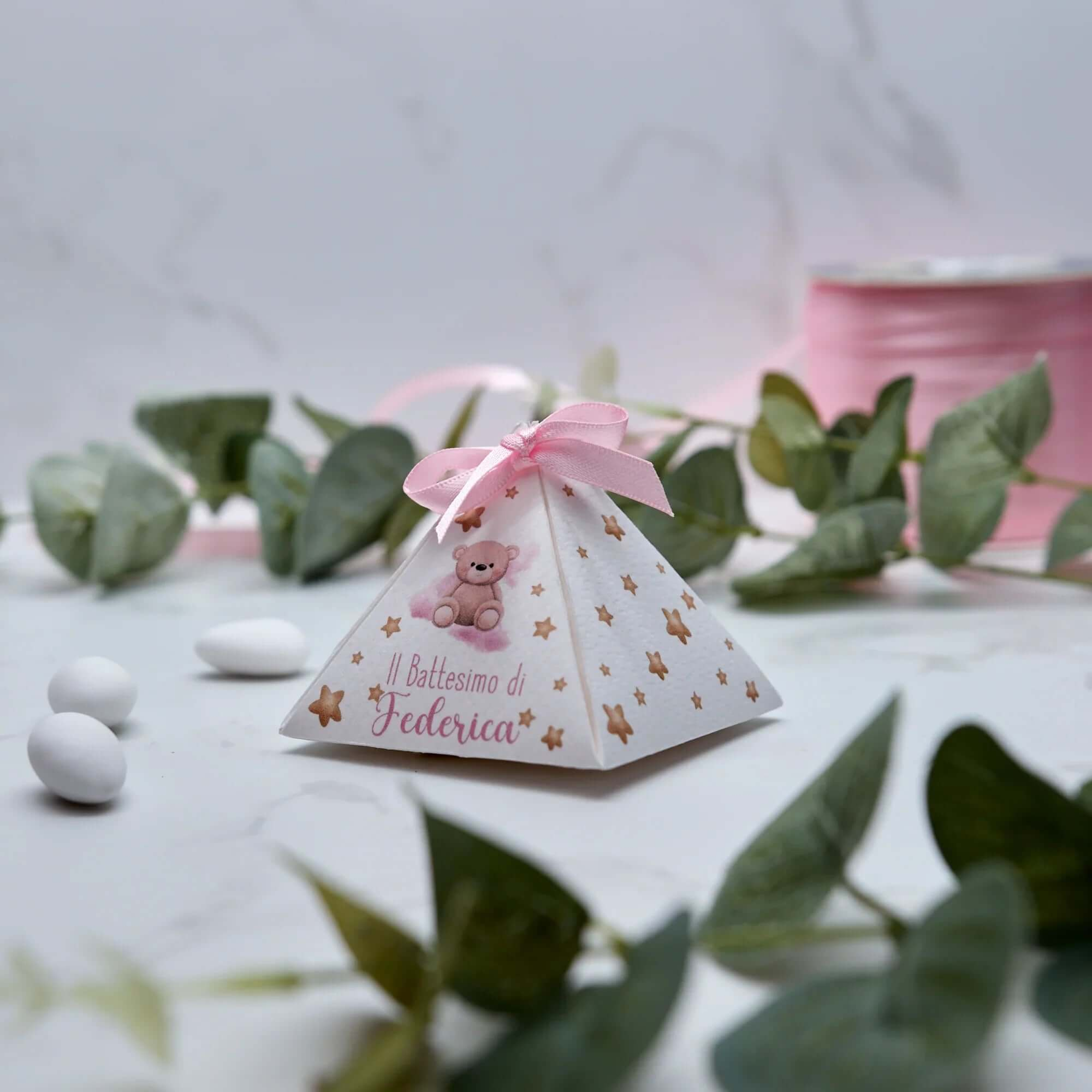 Scatola Piramidale Orsetto Rosa - Eventi Fai da Te