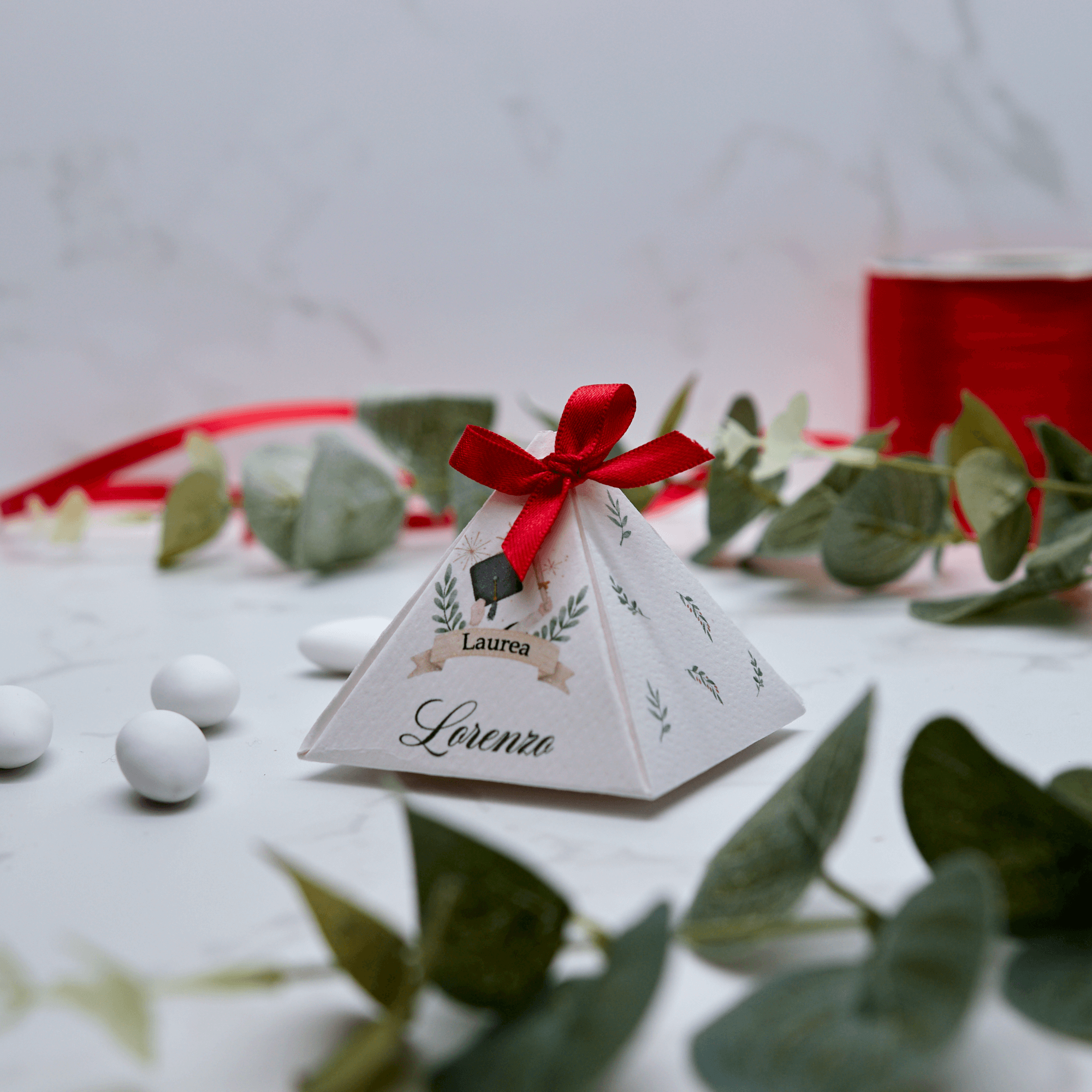 Scatola Piramidale Tocco Laurea e Alloro - Eventi Fai da Te