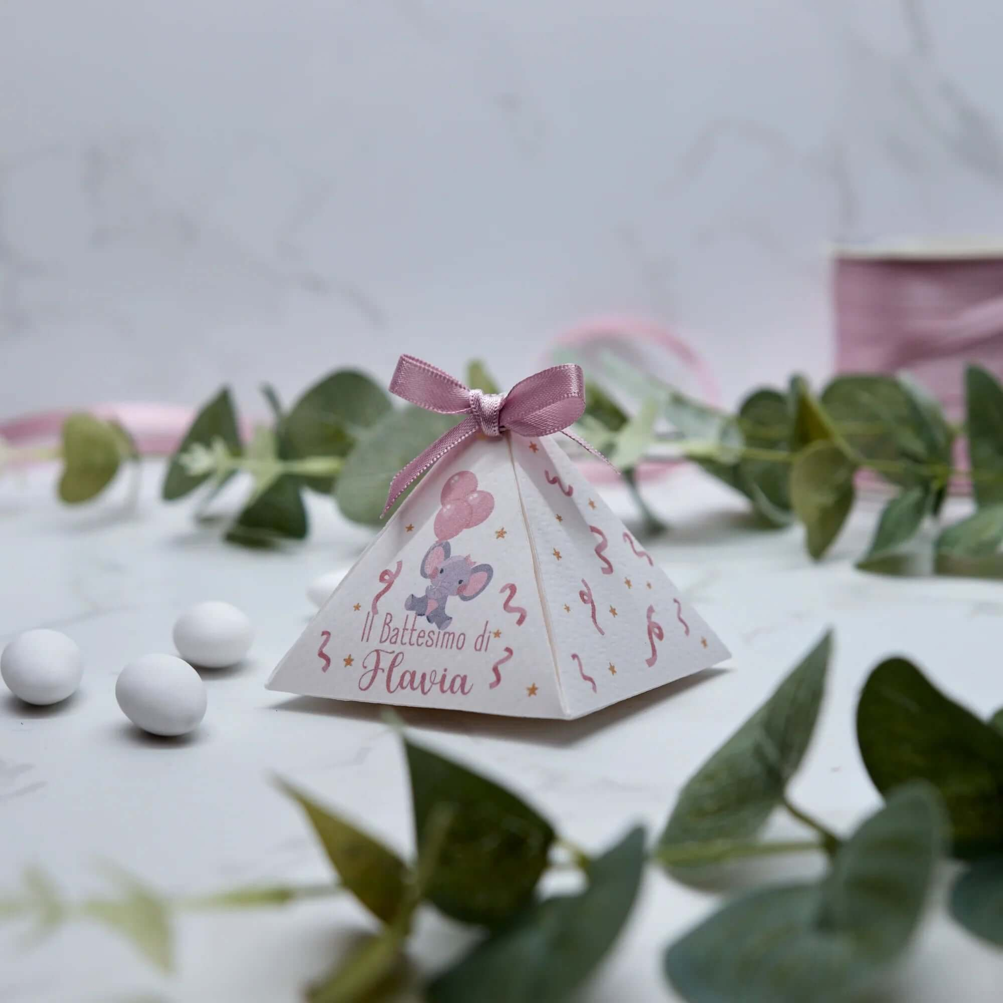 Scatola Piramidale Elefantino Rosa - Eventi Fai da Te