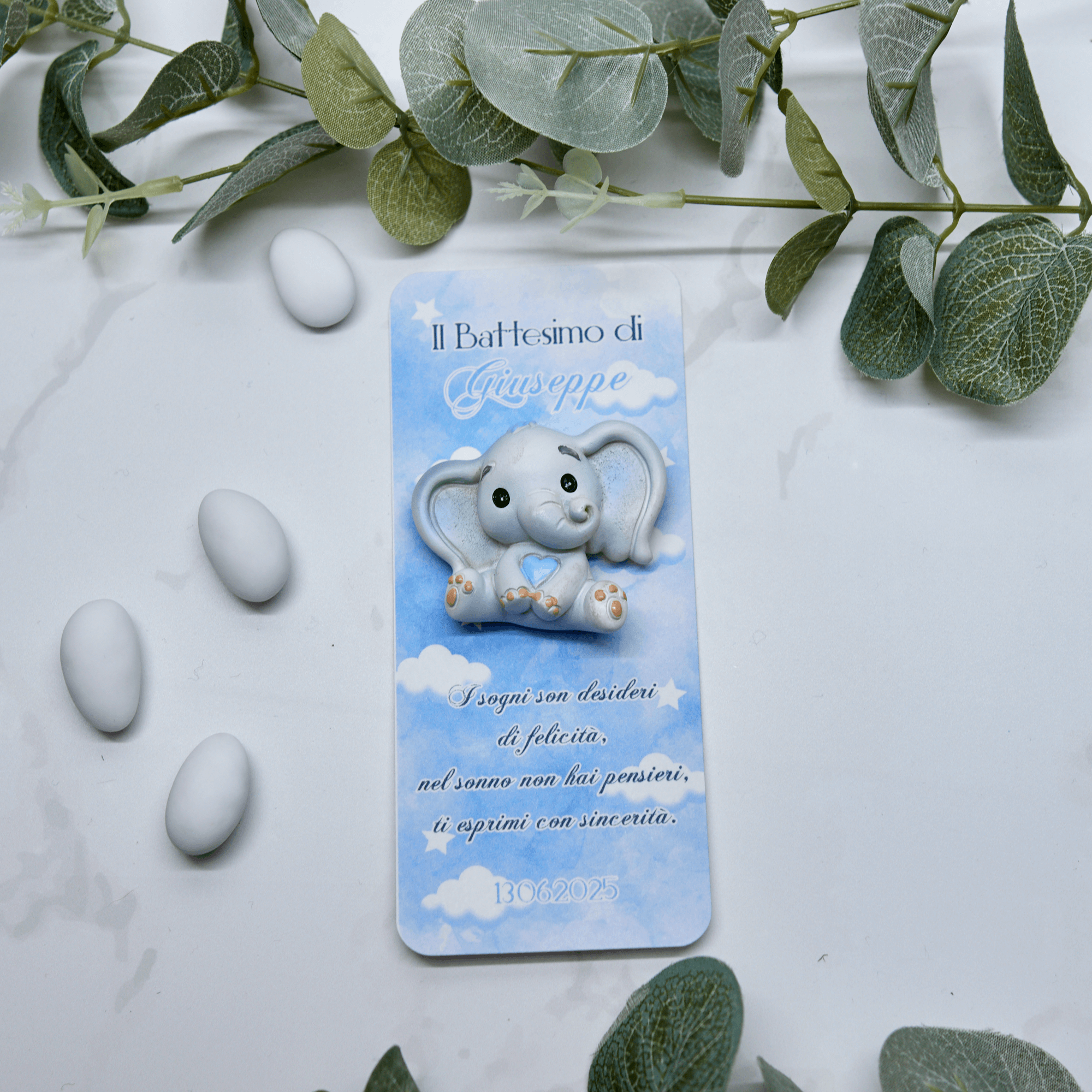 Segnaposto Nuvole con Calamita Elefantino Azzurro - Eventi Fai da Te