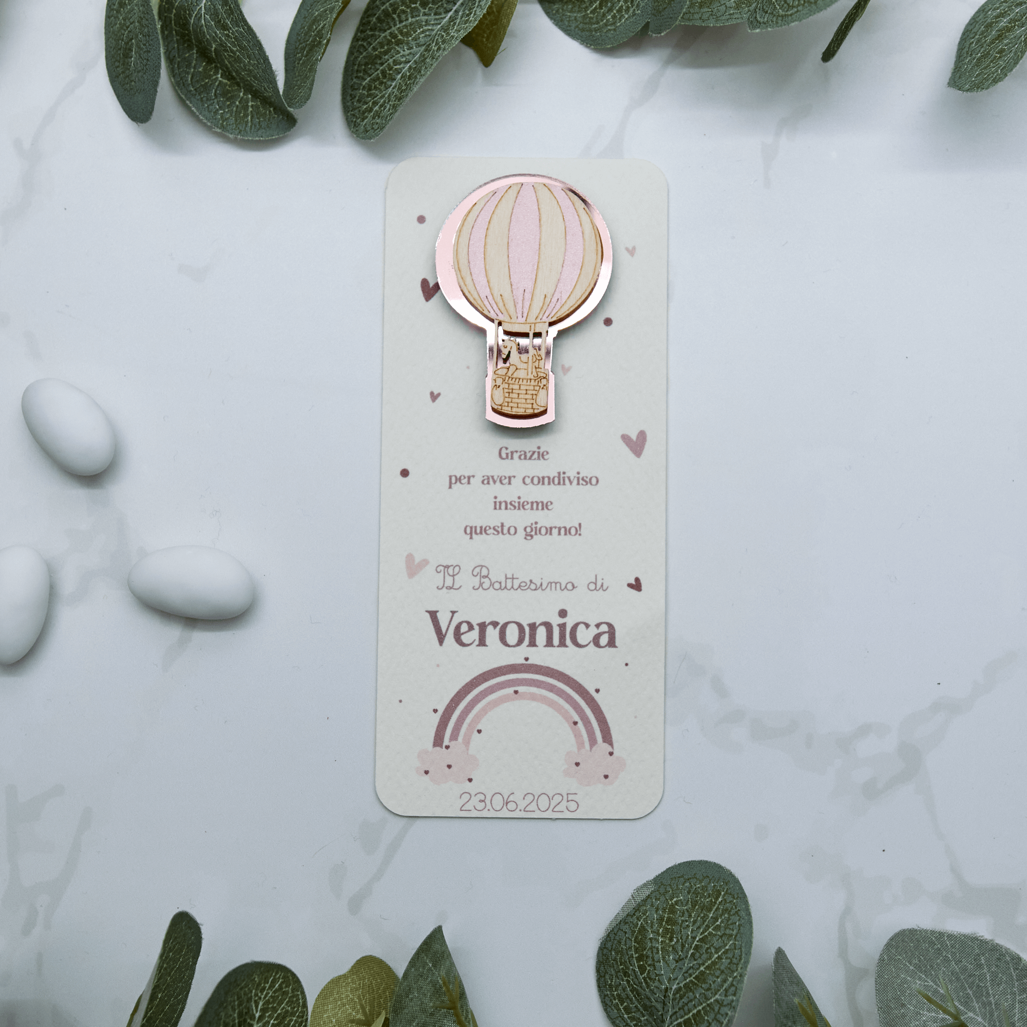 Segnaposto Arcobaleno e Calamita Mongolfiera Rosa - Eventi Fai da Te