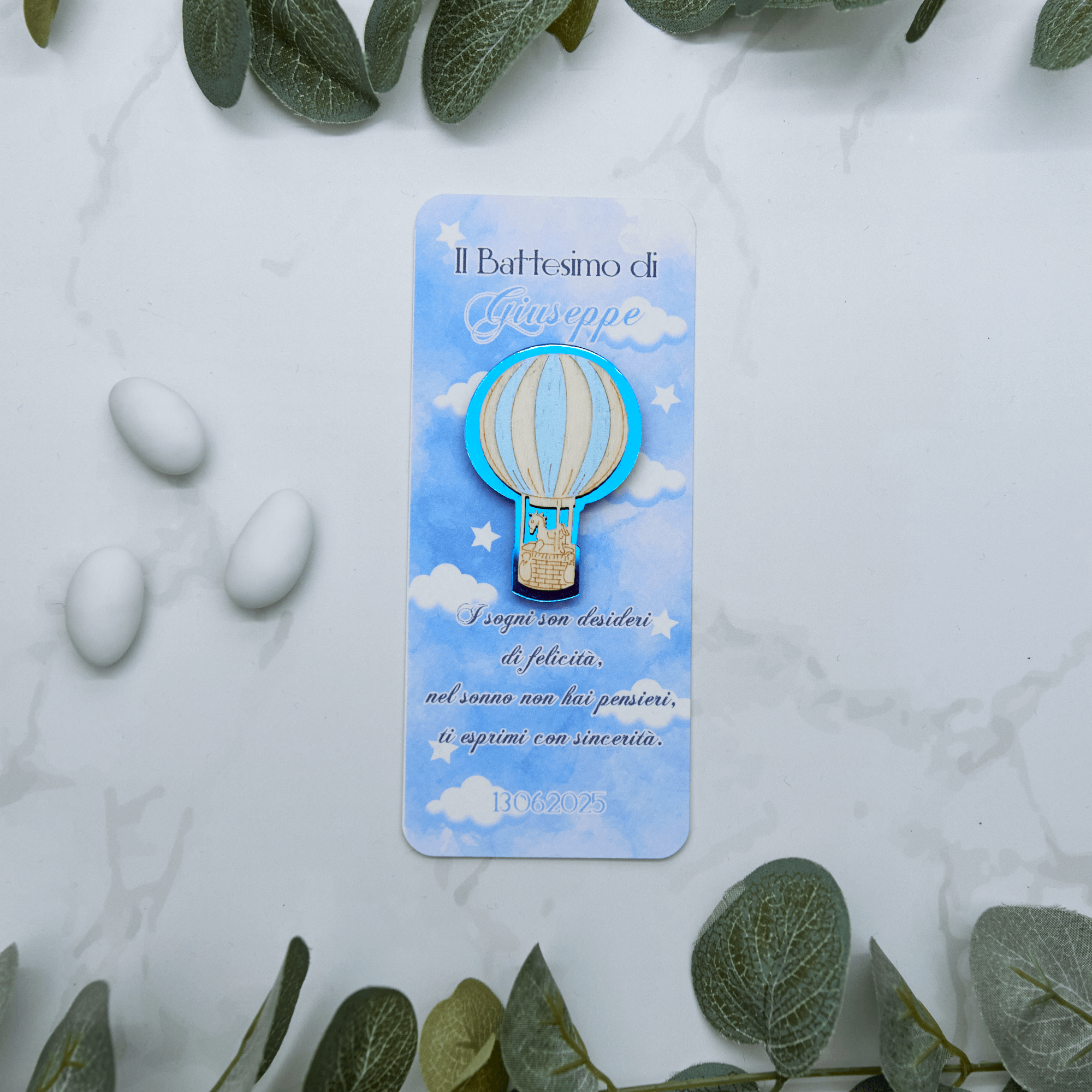 Segnaposto Nuvole con Calamita Mongolfiera Azzurro - Eventi Fai da Te