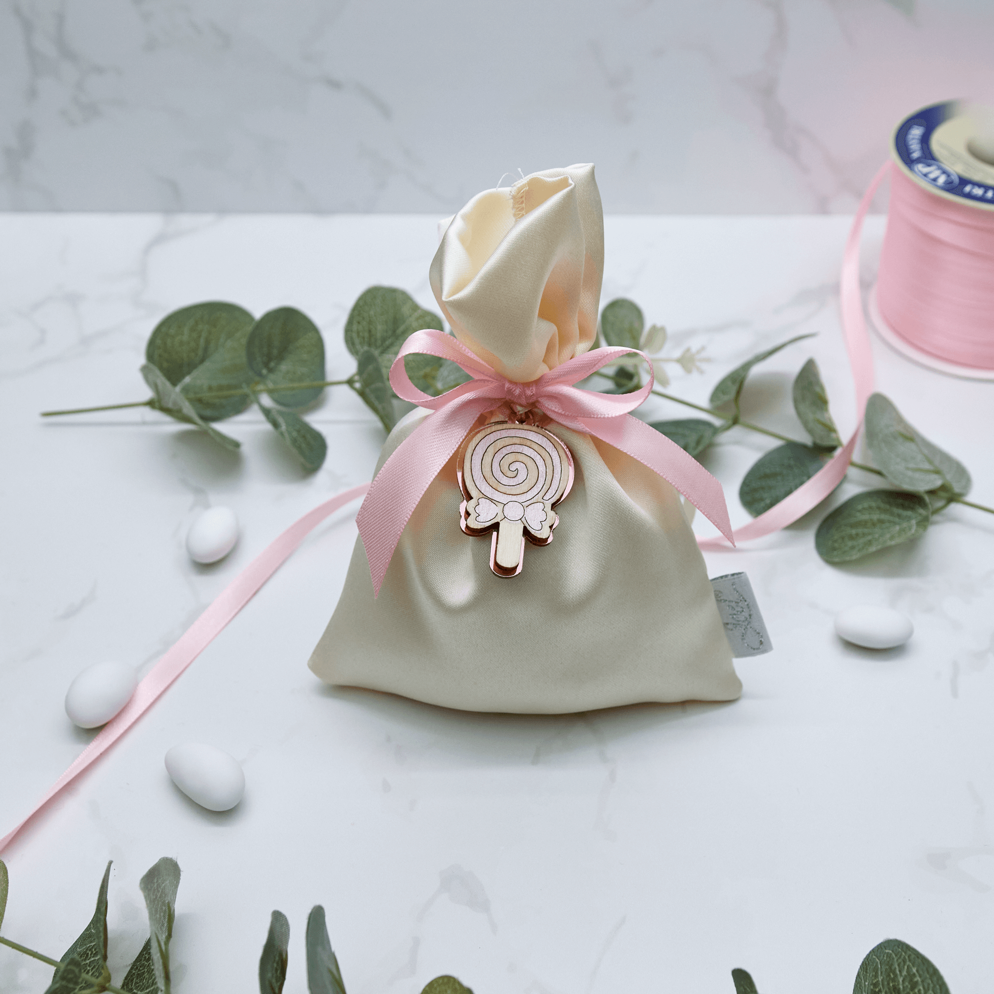 Sacchetto Raso con Lollipop Rosa - Eventi Fai da Te