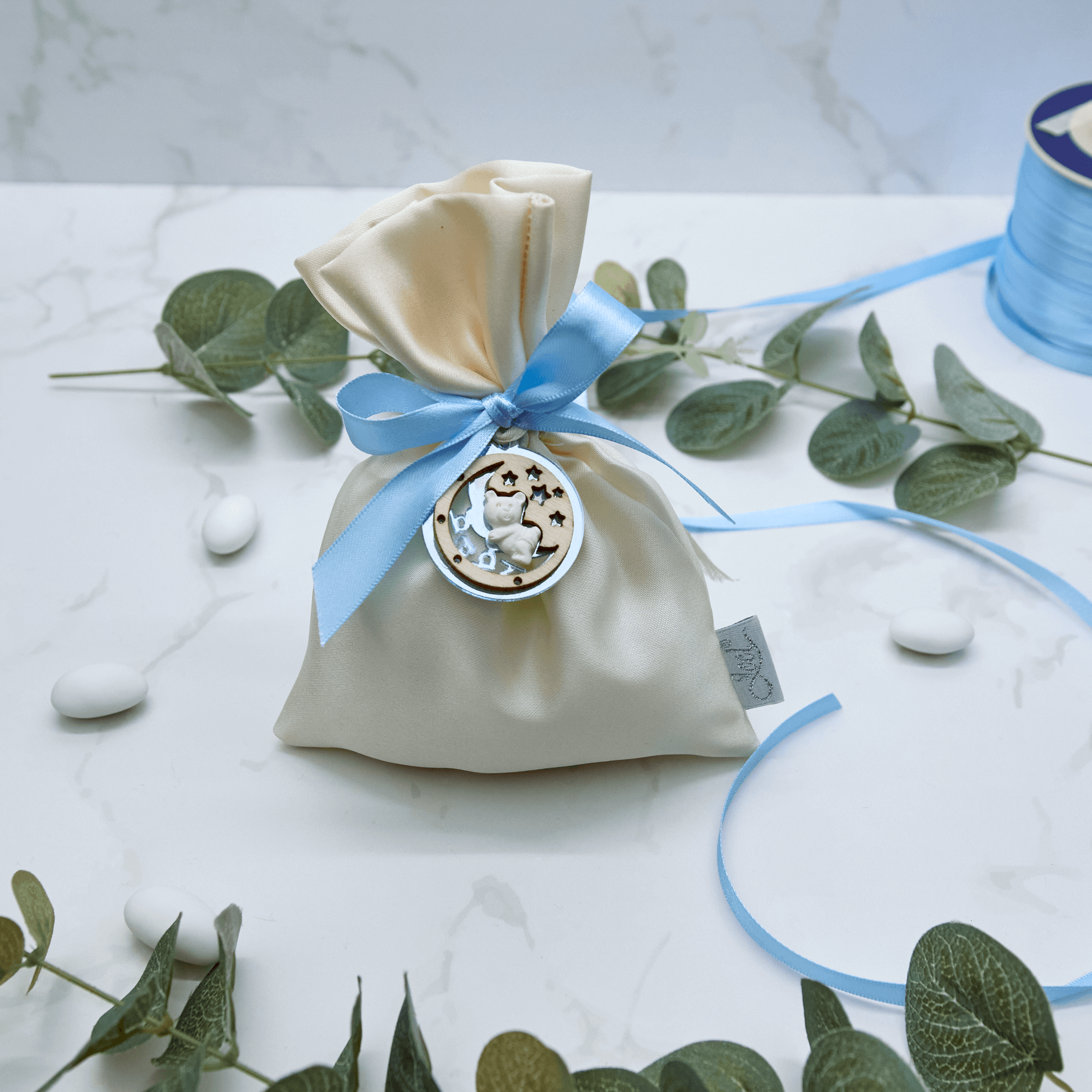 Sacchetto Raso con Orsetto Azzurro - Eventi Fai da Te