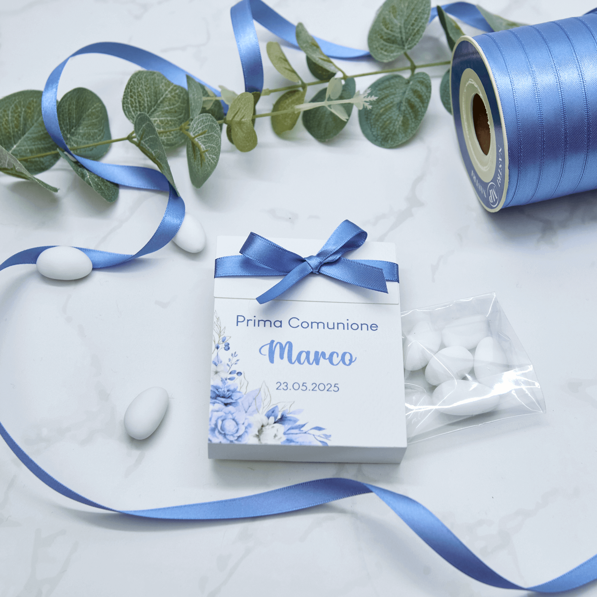 Scatola Apertura Laterale Flowers Azzurro - Eventi Fai da Te