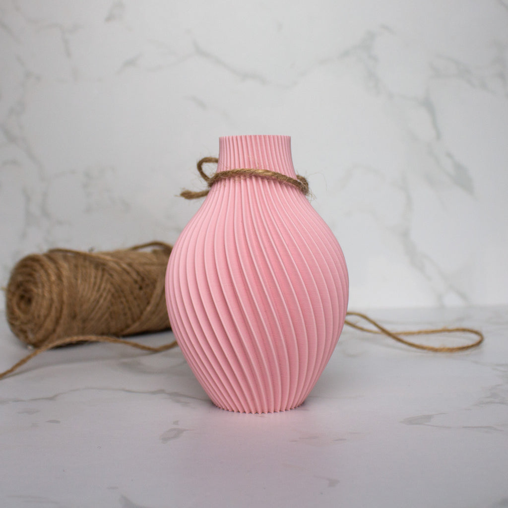 Vasetto 3D con Tag - Rosa Pastello (C)