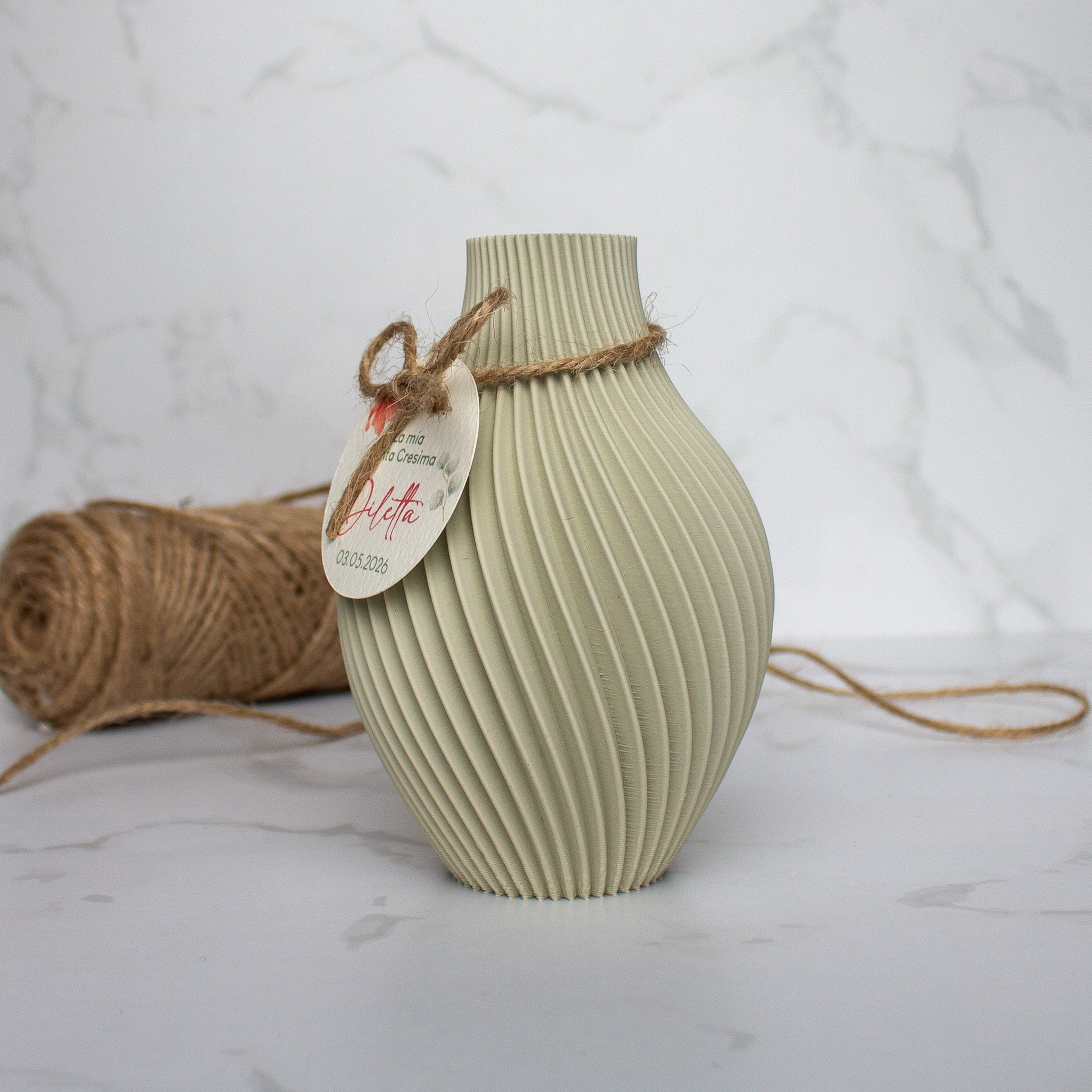 Vasetto 3D con Tag - Kaki (C)