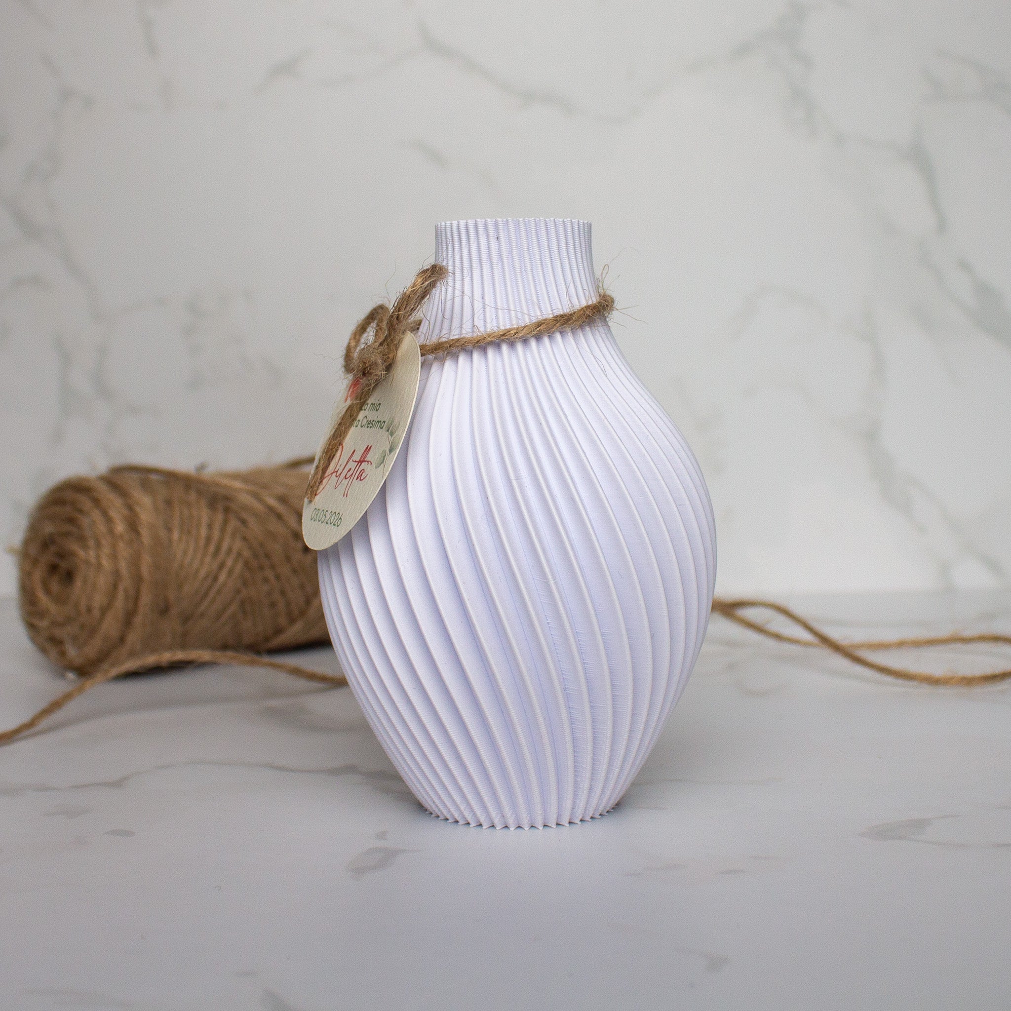 Vasetto 3D con Tag - Bianco (C)