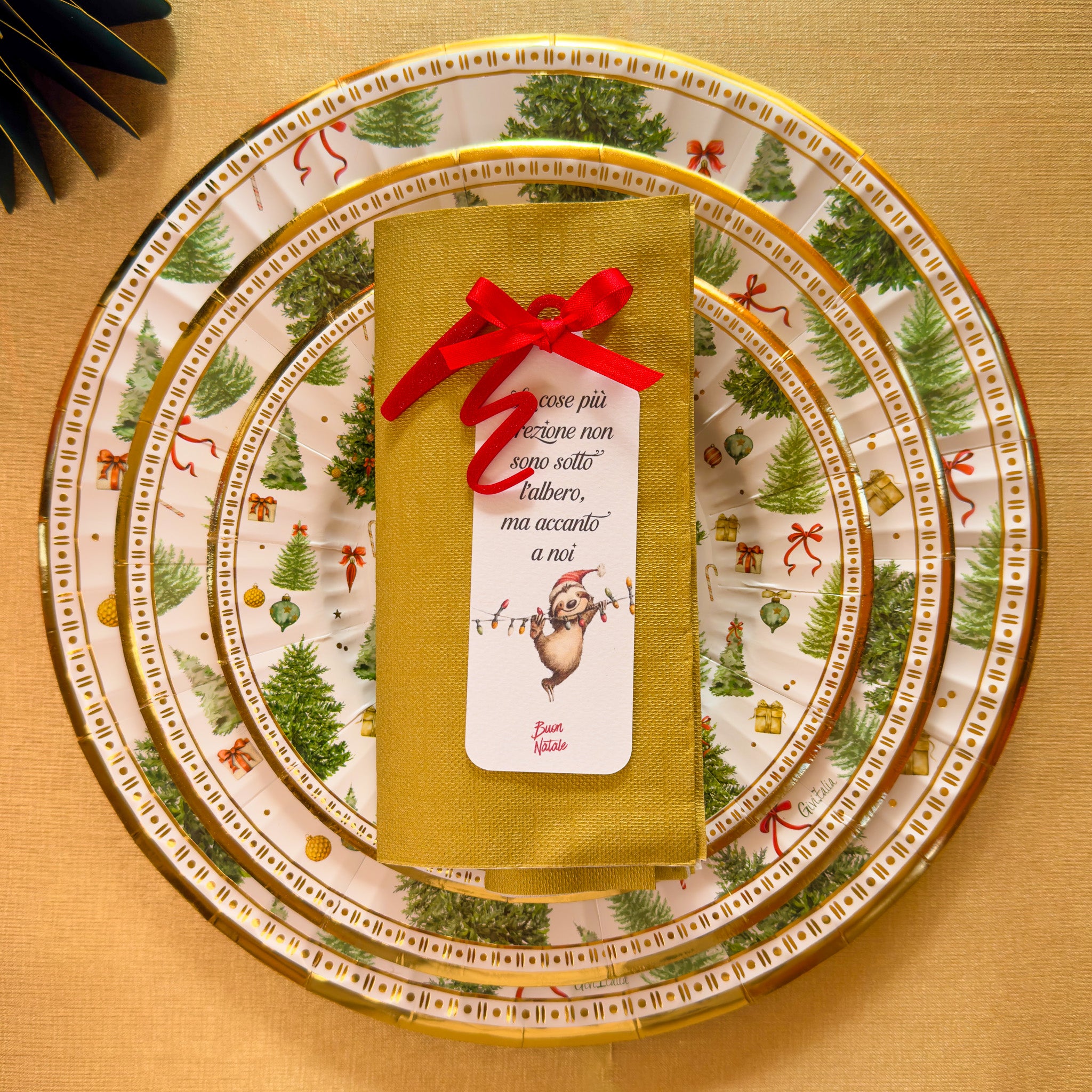 Segnaposto con Lettera - Bradipo Natale