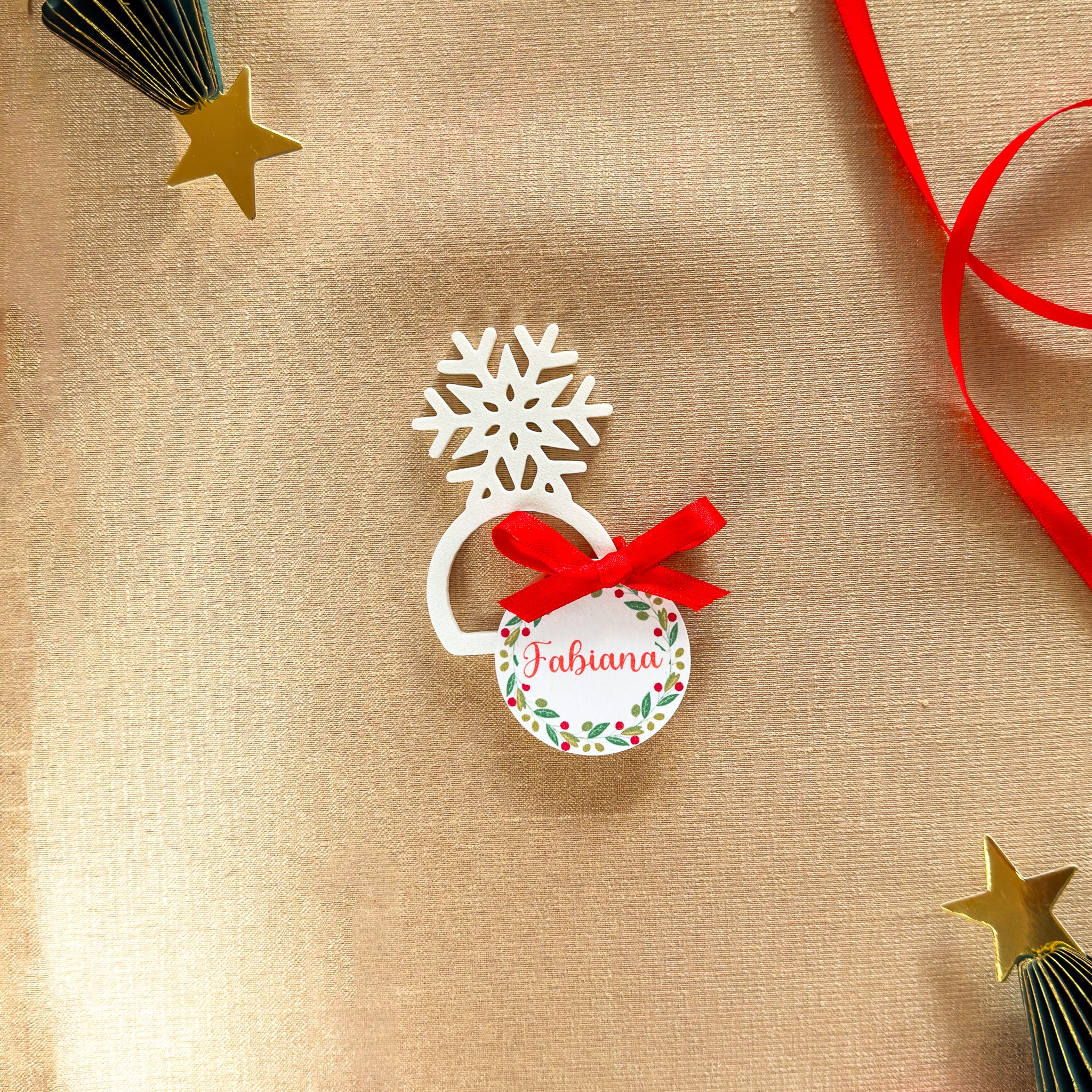 Portatovagliolo con Tag Ghirlanda Personalizzata