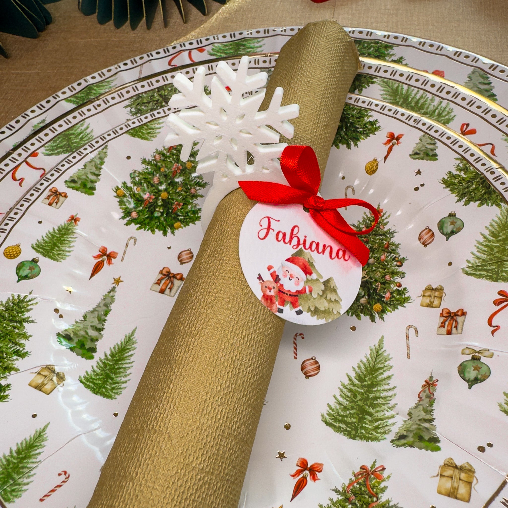 Portatovagliolo con Tag Babbo e Renna