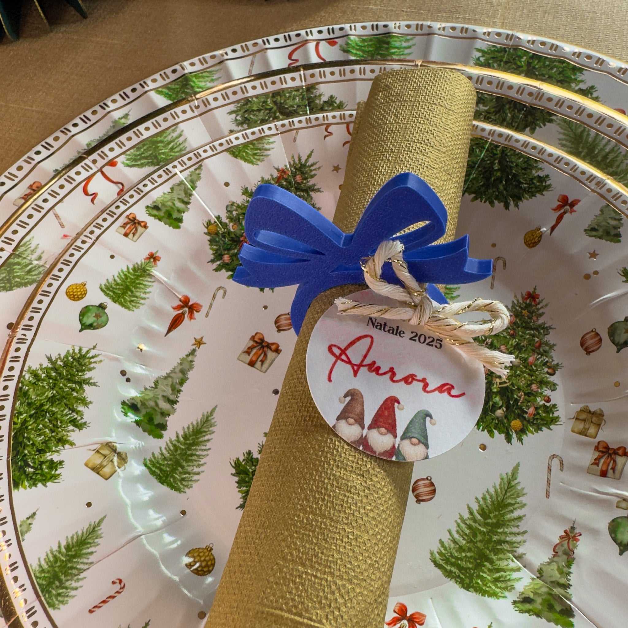 Portatovagliolo con Tag Gnomi Personalizzata