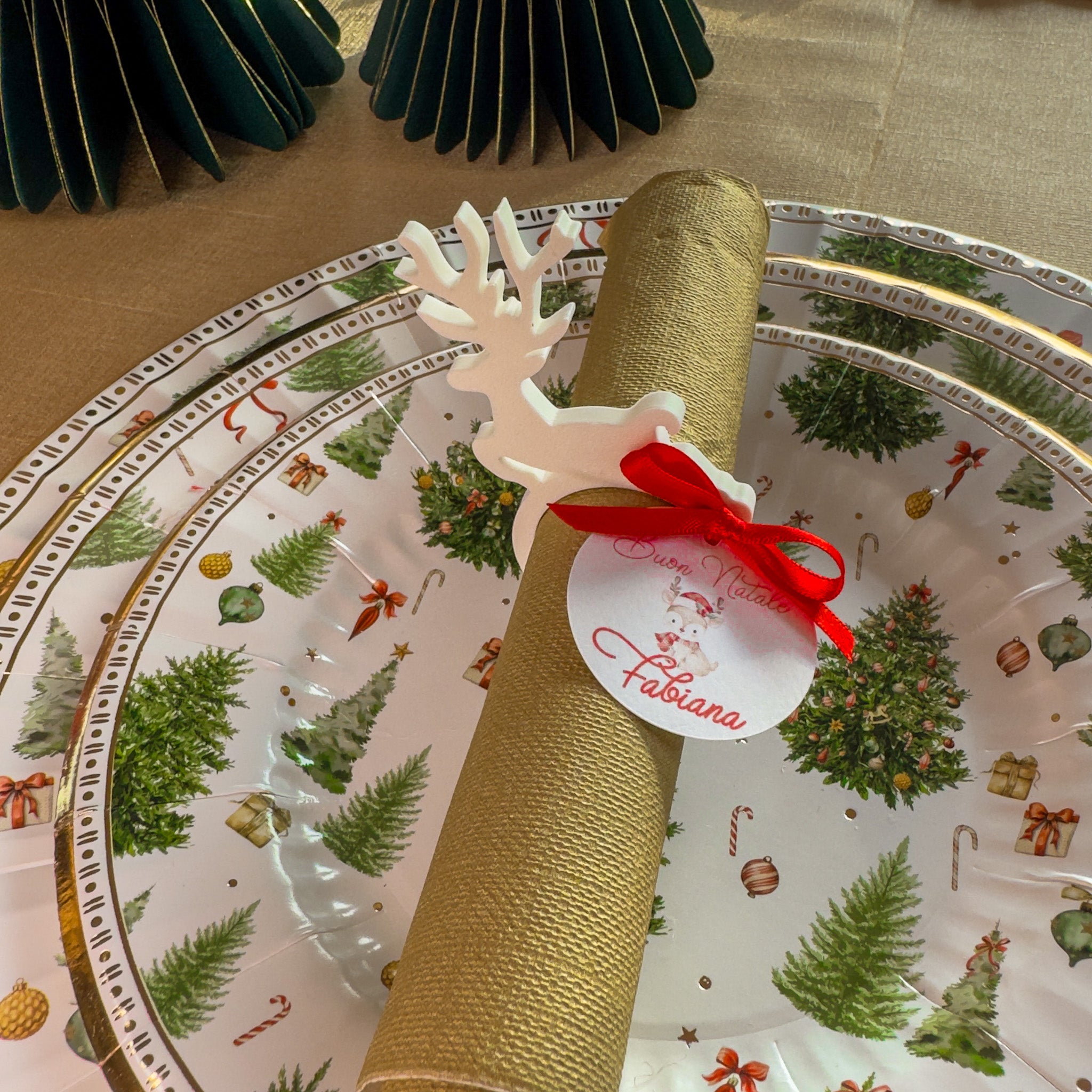 Portatovagliolo con Tag Renna Personalizzata